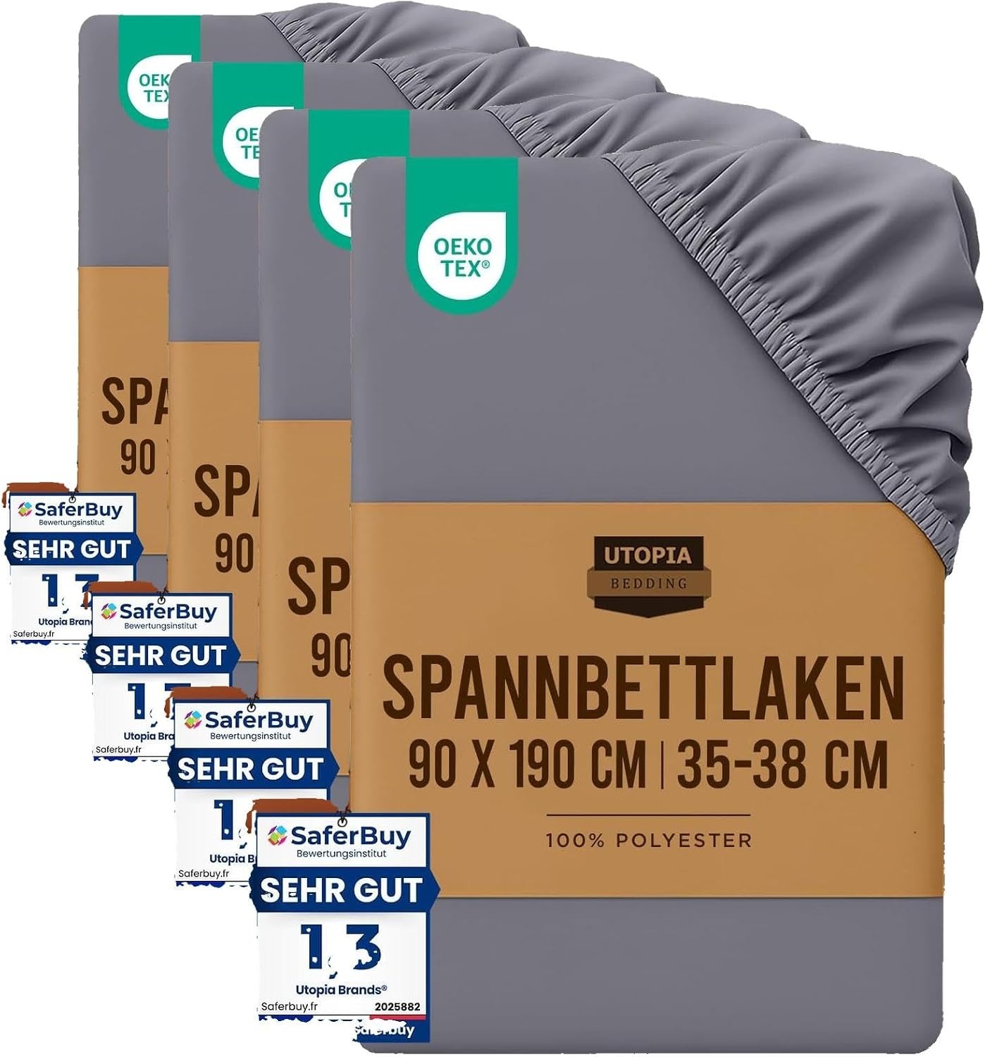 image:imageUtopia Bedding Spannbettlaken 140x200cm BurgunderrotGrau