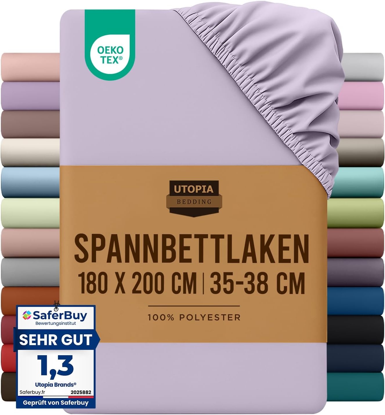image:imageUtopia Bedding Spannbettlaken 140x200cm BurgunderrotLavendel