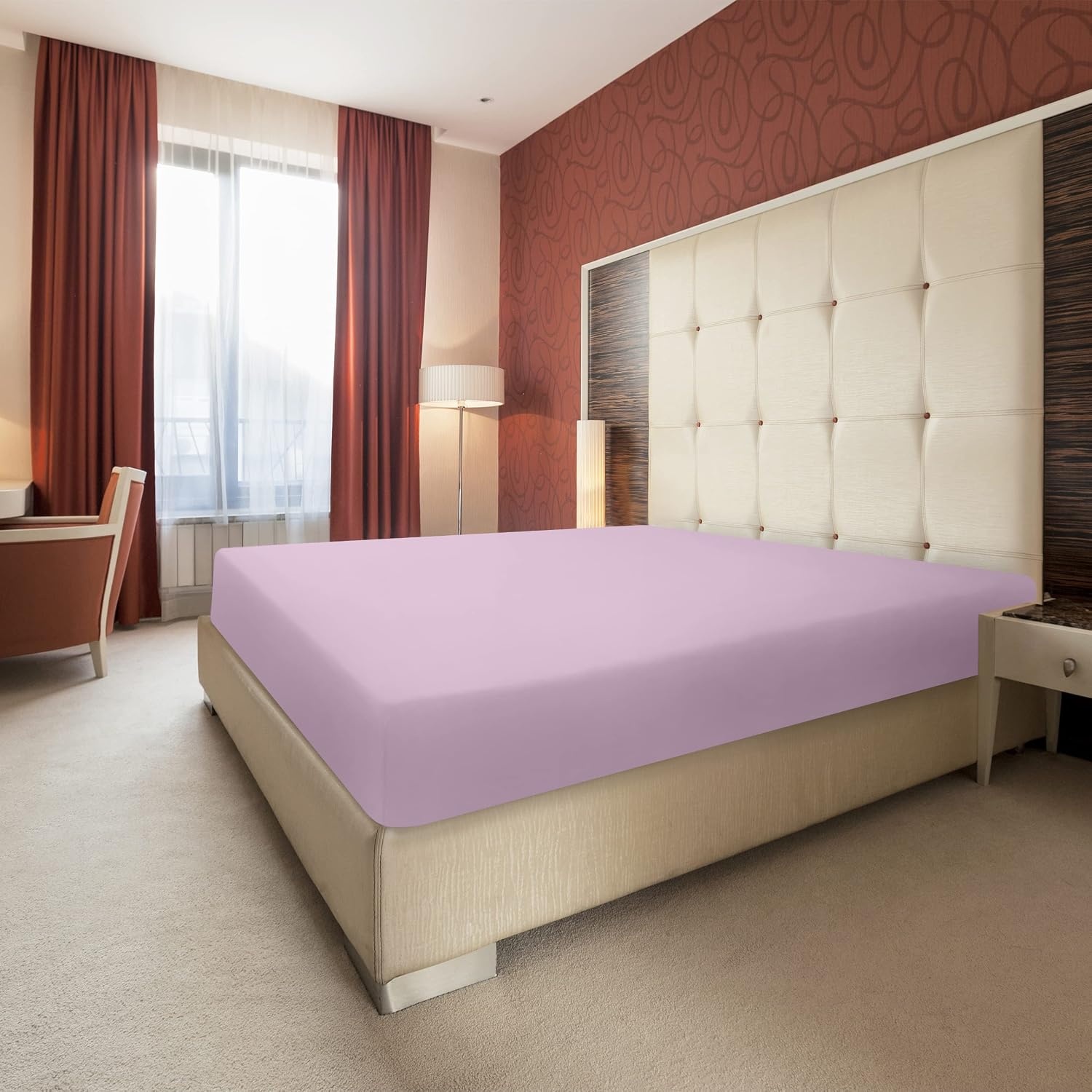 image:imageUtopia Bedding Spannbettlaken 140x200cm BurgunderrotLavendel