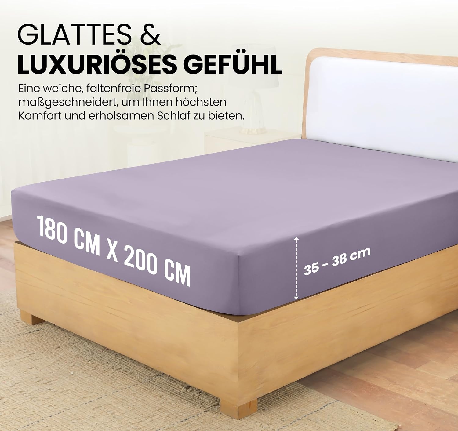 image:imageUtopia Bedding Spannbettlaken 140x200cm BurgunderrotLavendel