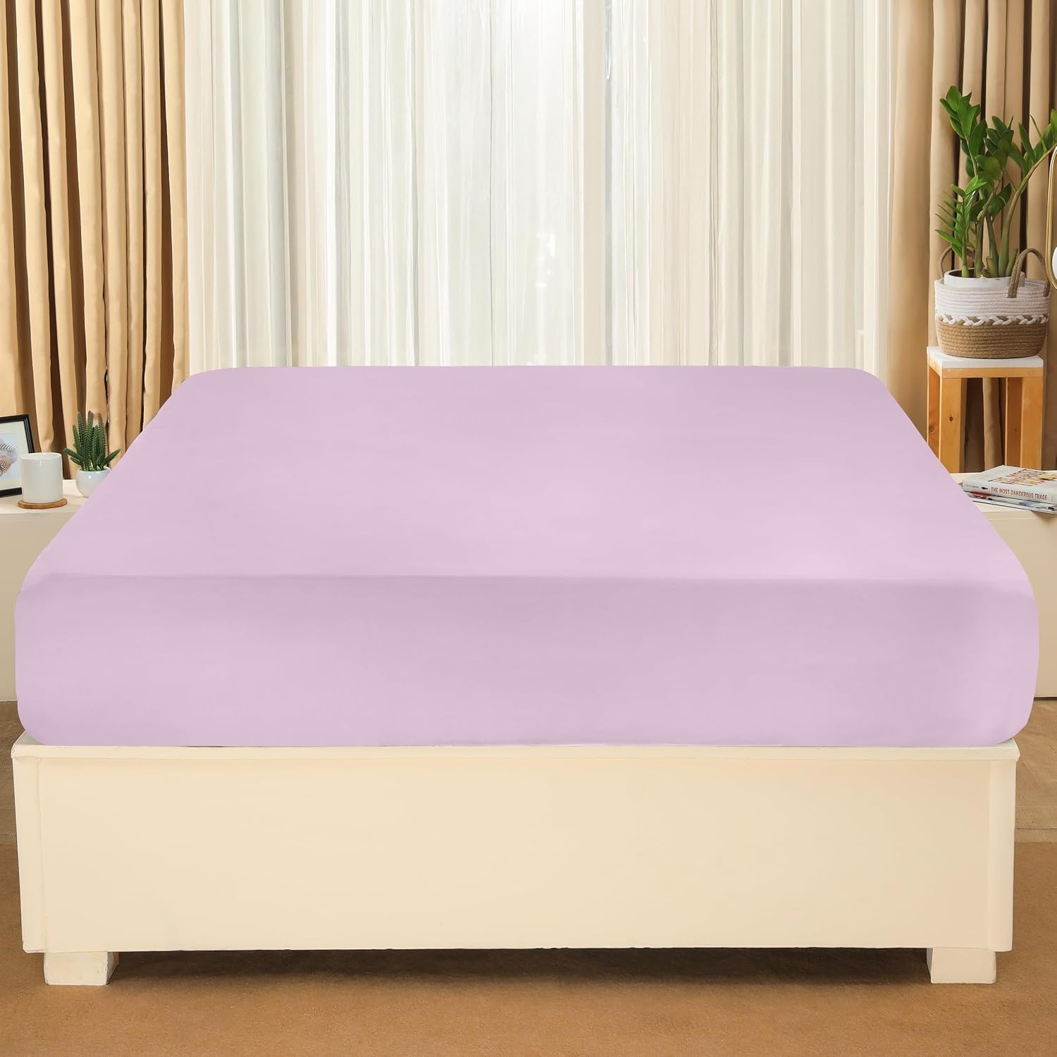 image:imageUtopia Bedding Spannbettlaken 140x200cm BurgunderrotLavendel