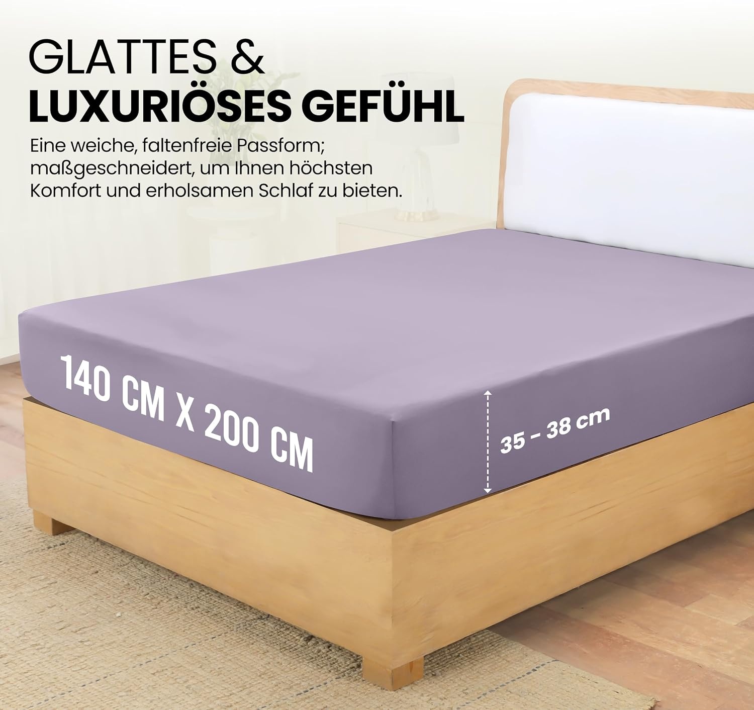 image:imageUtopia Bedding Spannbettlaken 140x200cm BurgunderrotLavendel