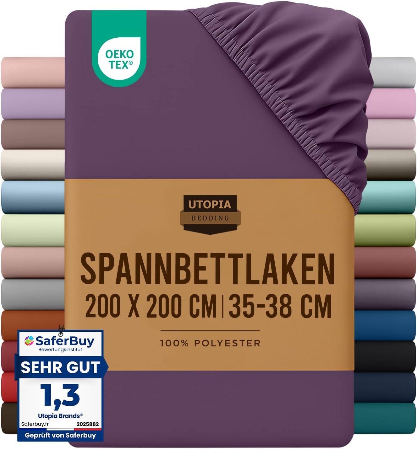 image:imageUtopia Bedding Spannbettlaken 140x200cm BurgunderrotLila