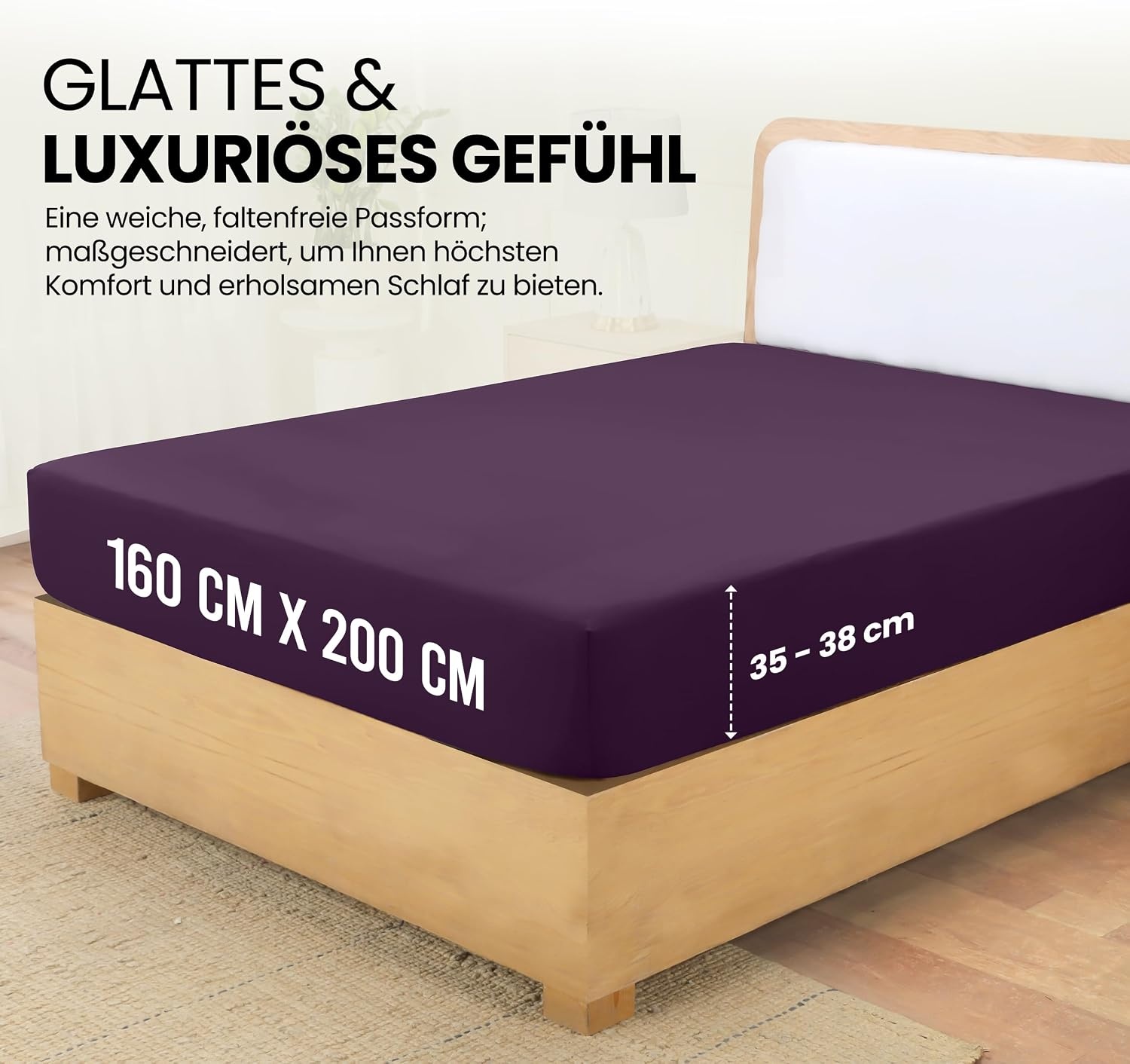 image:imageUtopia Bedding Spannbettlaken 140x200cm BurgunderrotLila