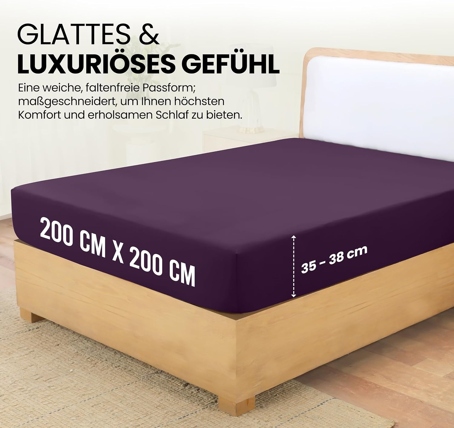 image:imageUtopia Bedding Spannbettlaken 140x200cm BurgunderrotLila