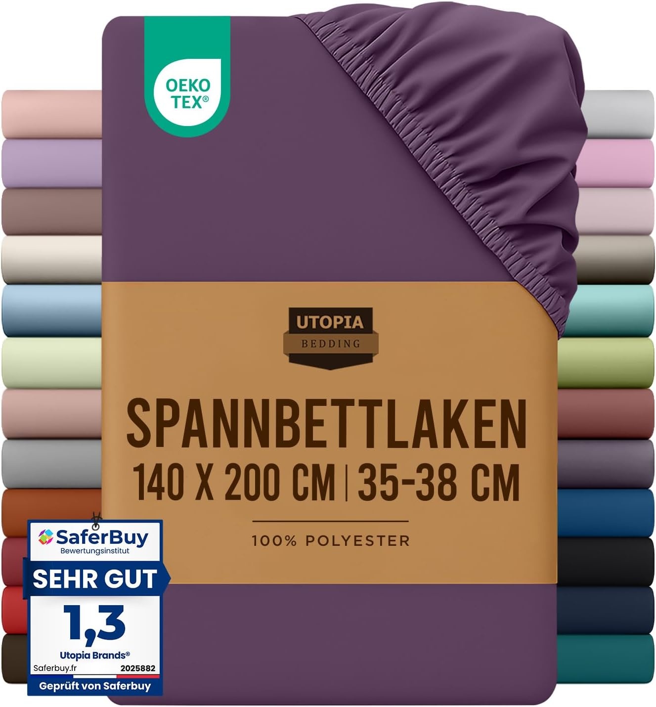 image:imageUtopia Bedding Spannbettlaken 140x200cm BurgunderrotLila