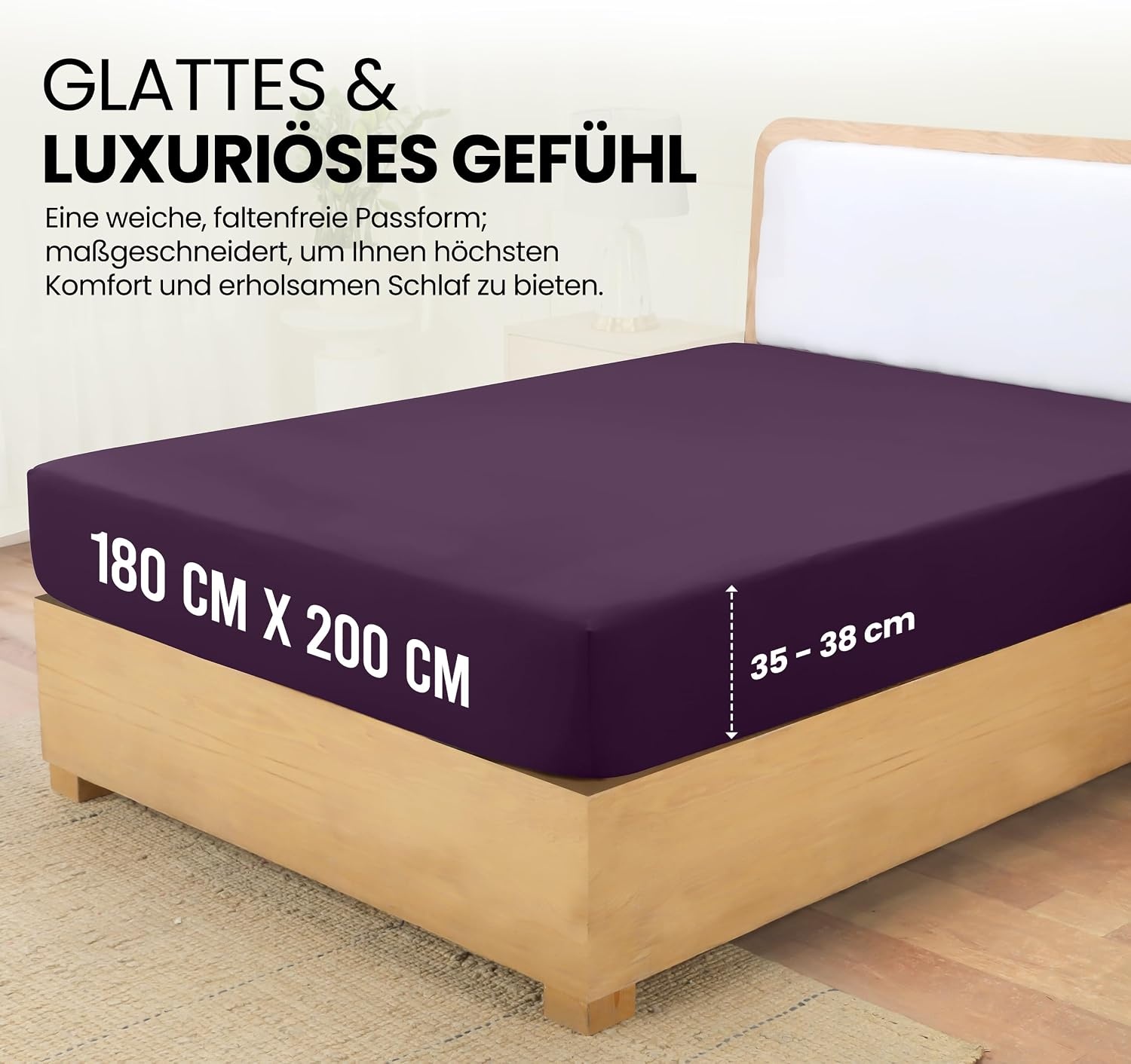 image:imageUtopia Bedding Spannbettlaken 140x200cm BurgunderrotLila
