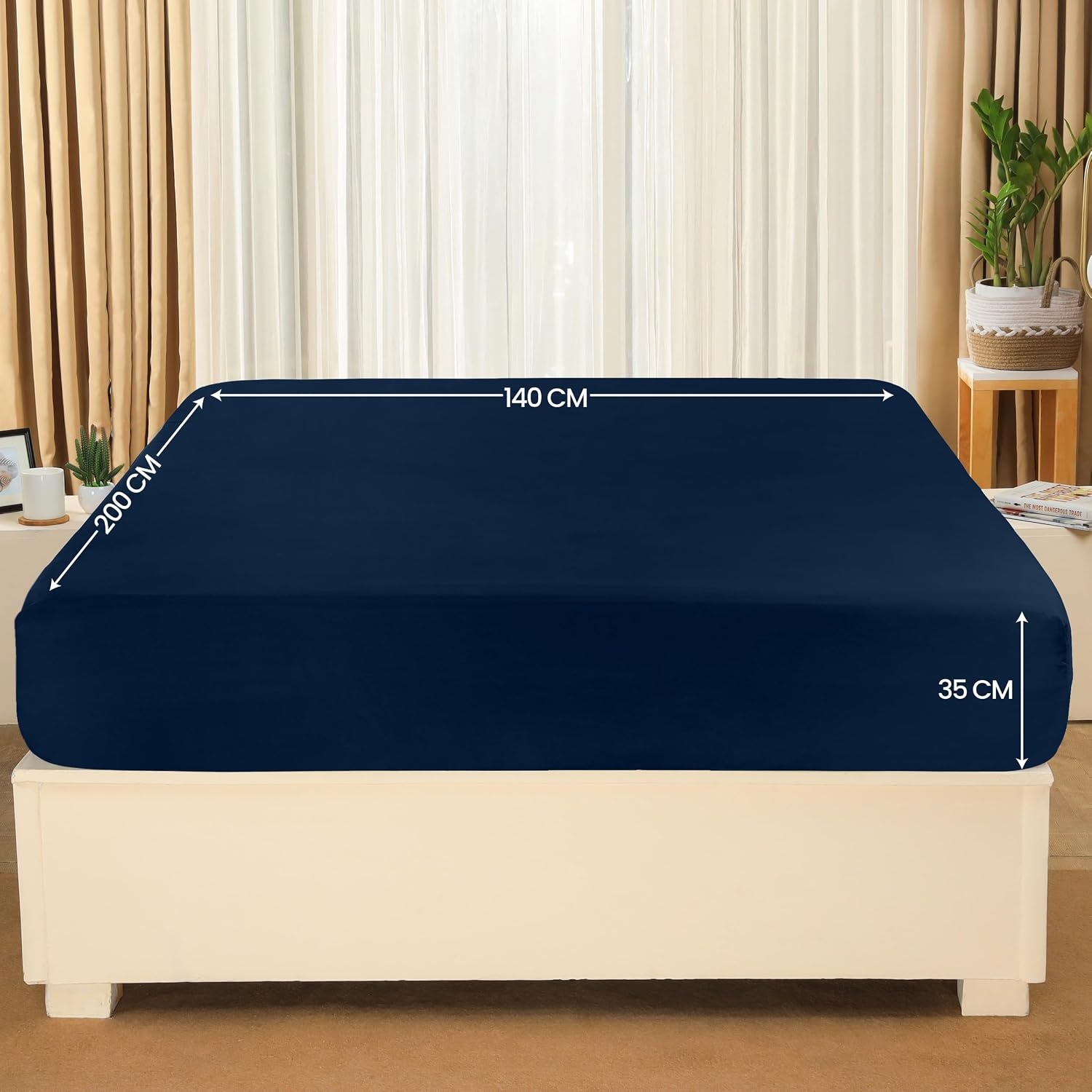 image:imageUtopia Bedding Spannbettlaken 140x200cm BurgunderrotMarineblau