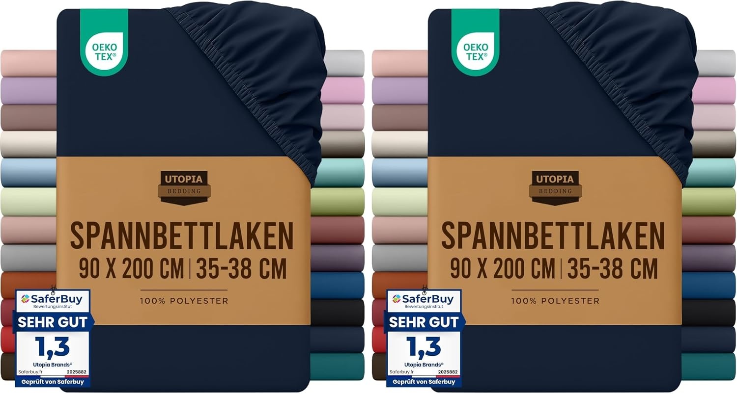 image:imageUtopia Bedding Spannbettlaken 140x200cm BurgunderrotMarineblau