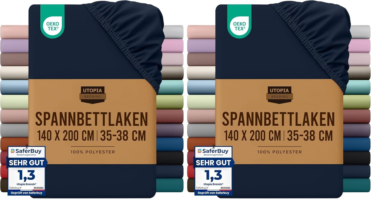 image:imageUtopia Bedding Spannbettlaken 140x200cm BurgunderrotMarineblau