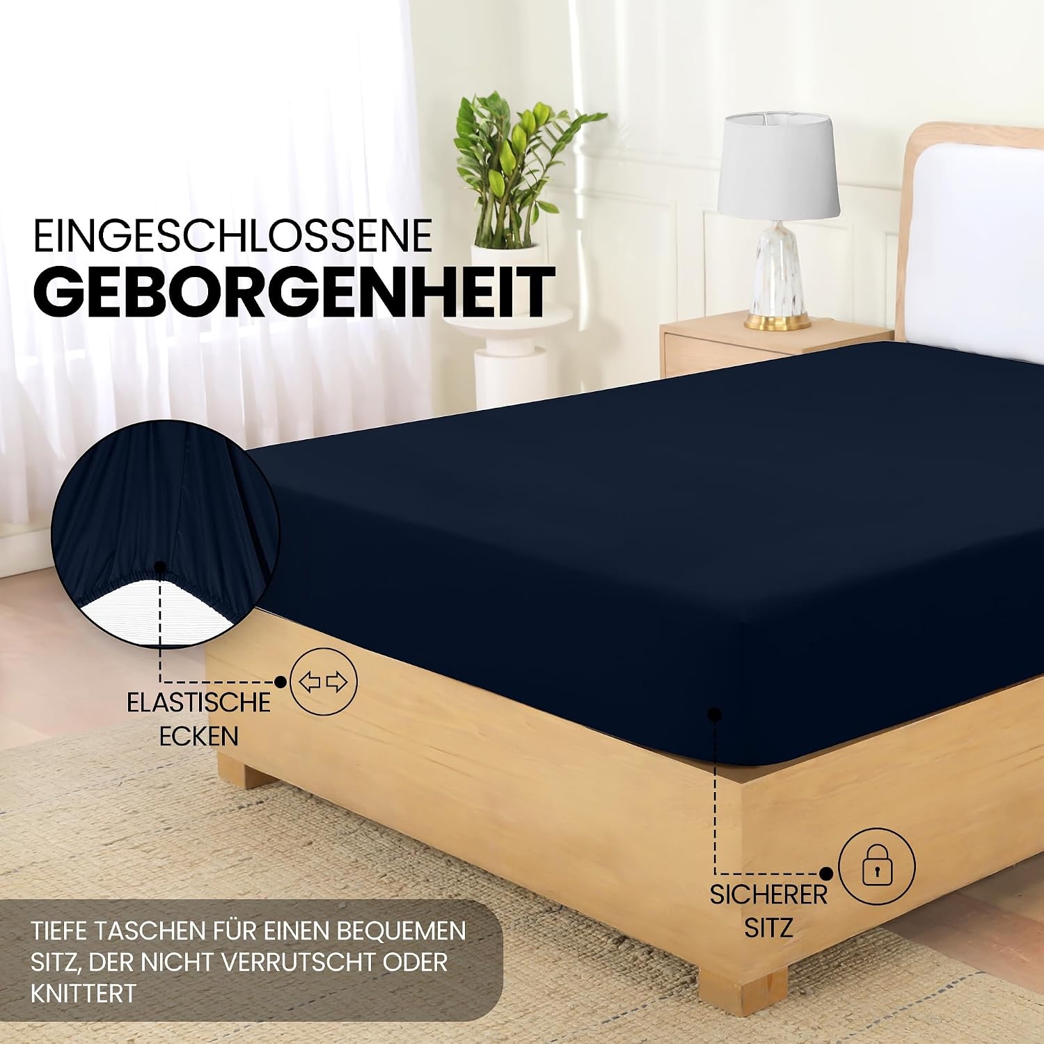 image:imageUtopia Bedding Spannbettlaken 140x200cm BurgunderrotMarineblau