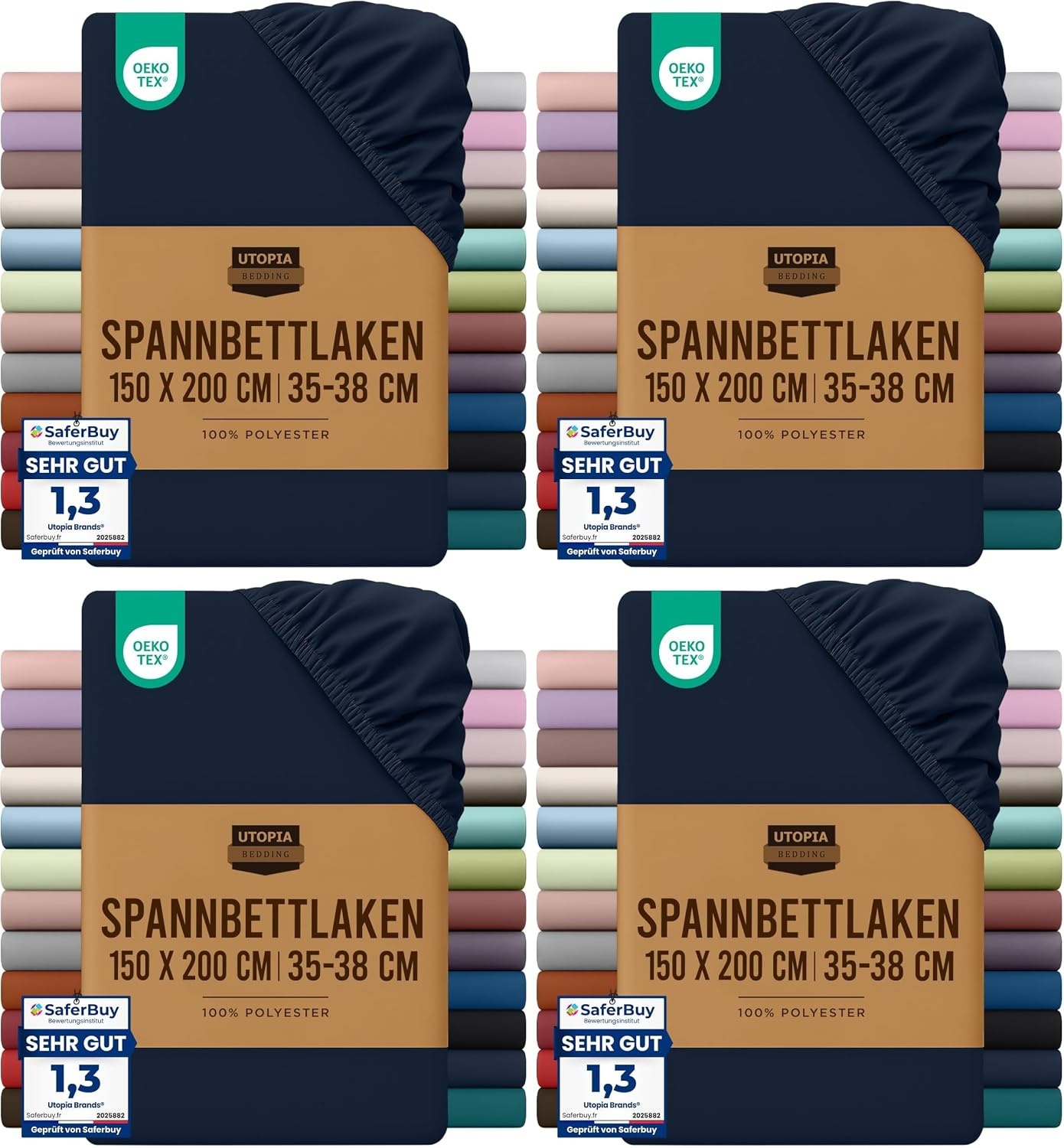 image:imageUtopia Bedding Spannbettlaken 140x200cm BurgunderrotMarineblau