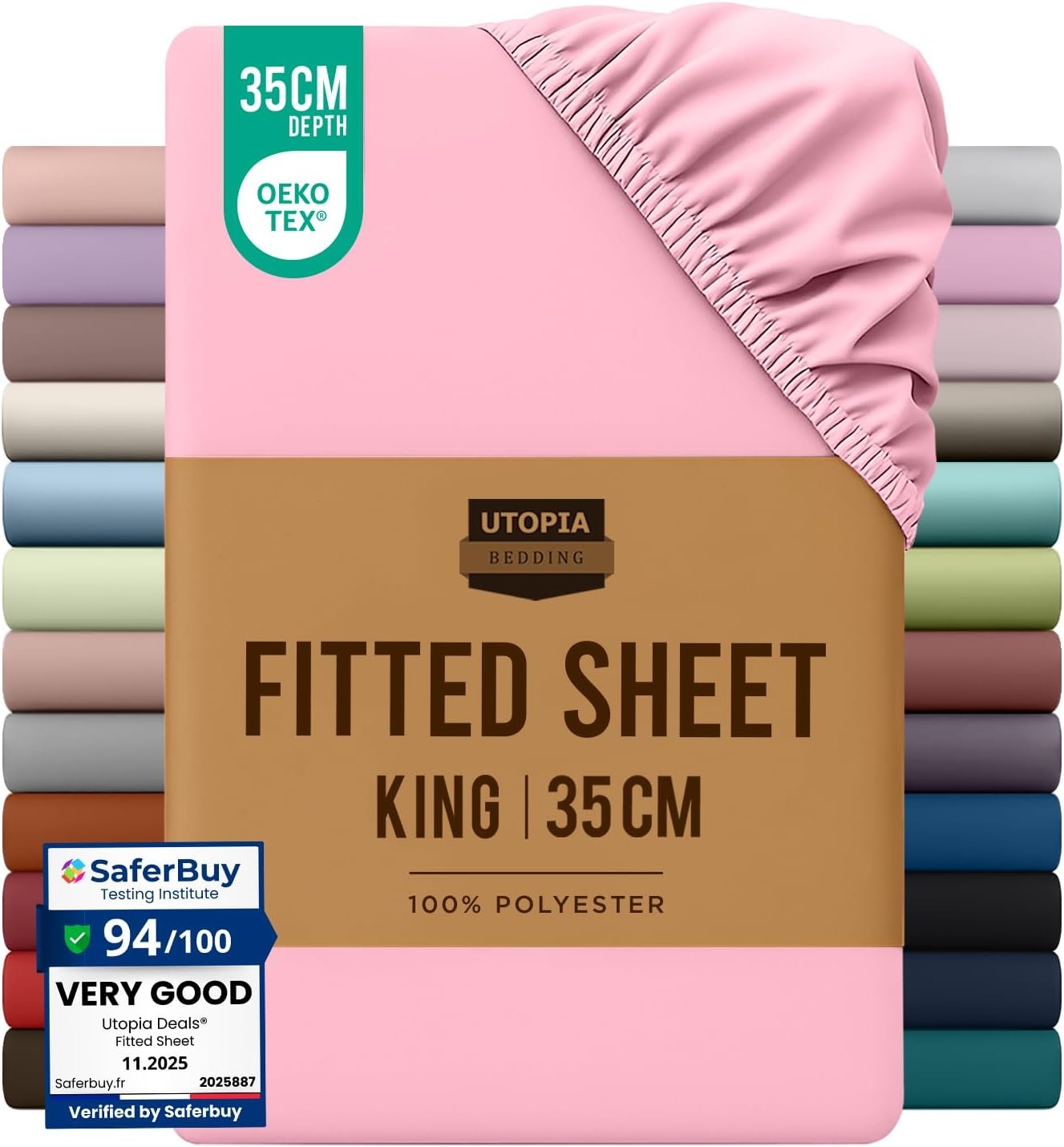 image:imageUtopia Bedding Spannbettlaken 140x200cm BurgunderrotRosa