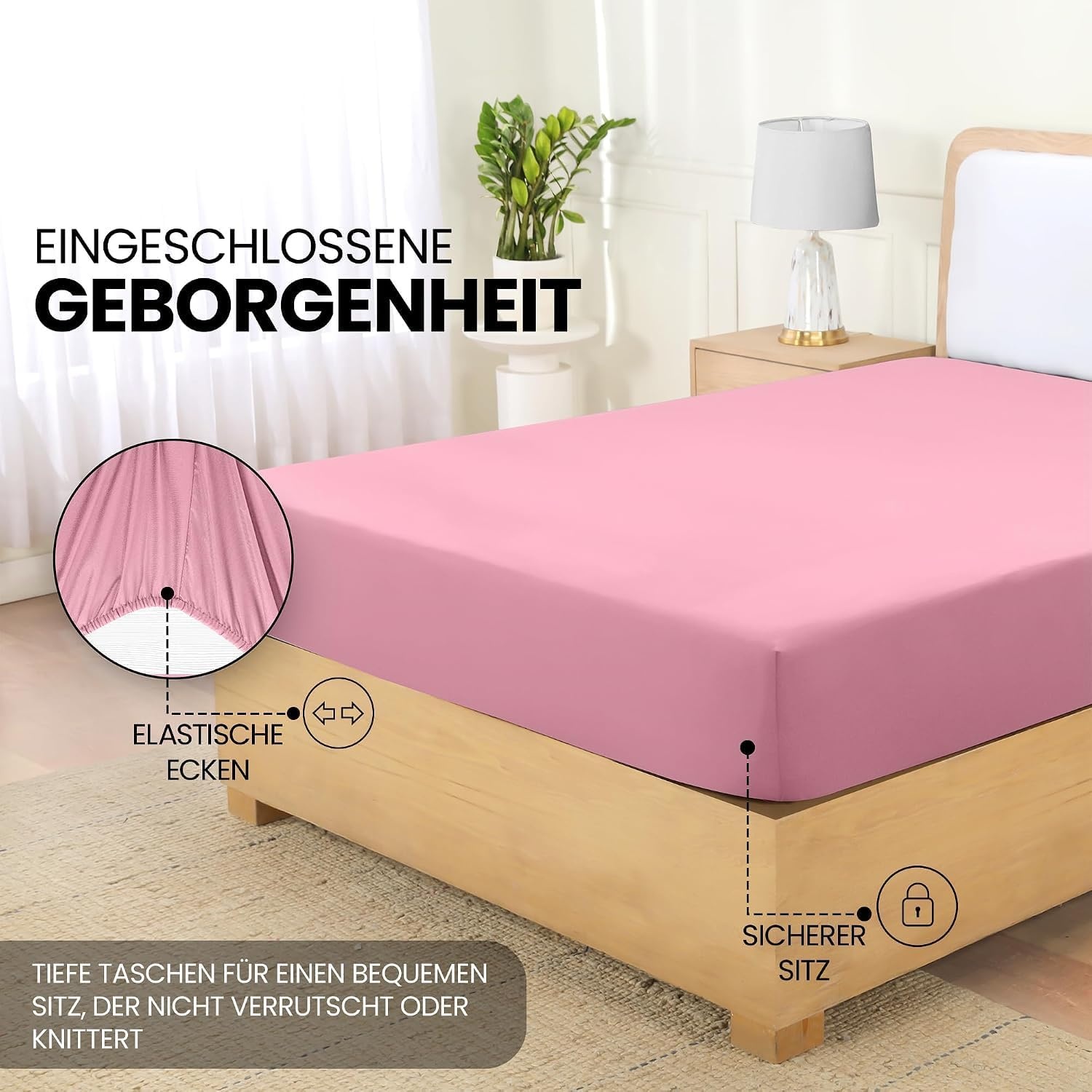 image:imageUtopia Bedding Spannbettlaken 140x200cm BurgunderrotRosa