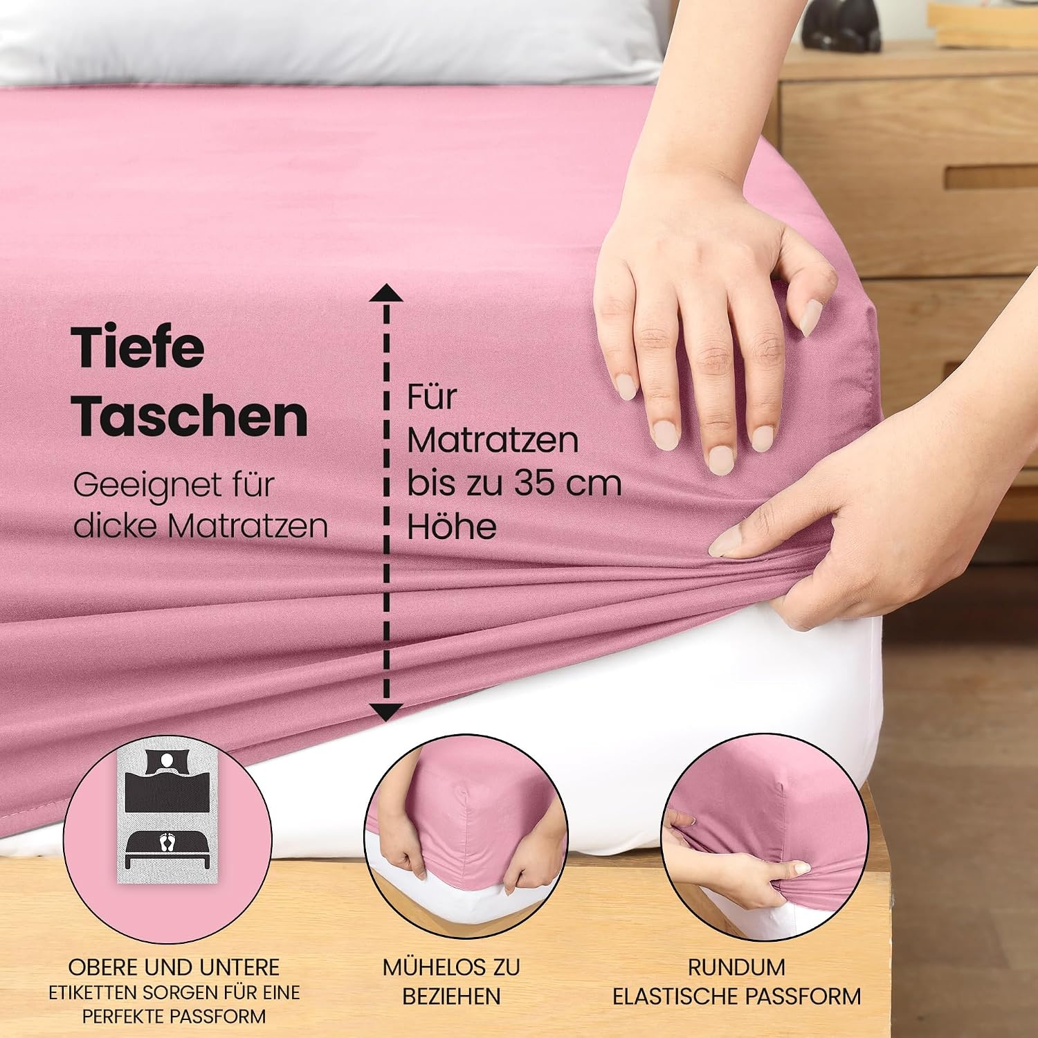 image:imageUtopia Bedding Spannbettlaken 140x200cm BurgunderrotRosa