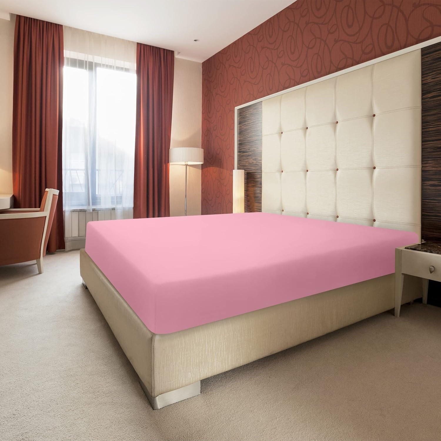 image:imageUtopia Bedding Spannbettlaken 140x200cm BurgunderrotRosa
