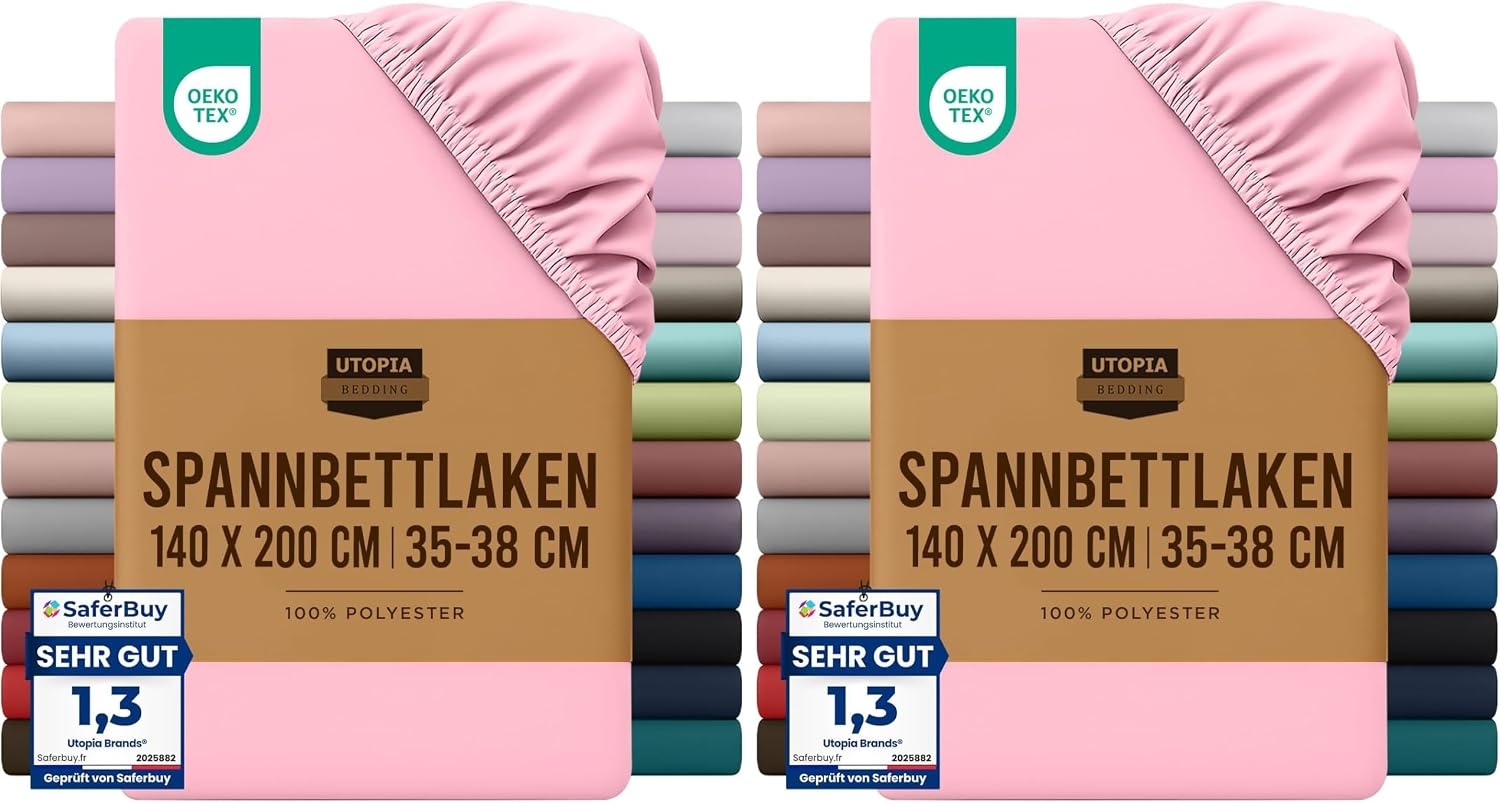image:imageUtopia Bedding Spannbettlaken 140x200cm BurgunderrotRosa