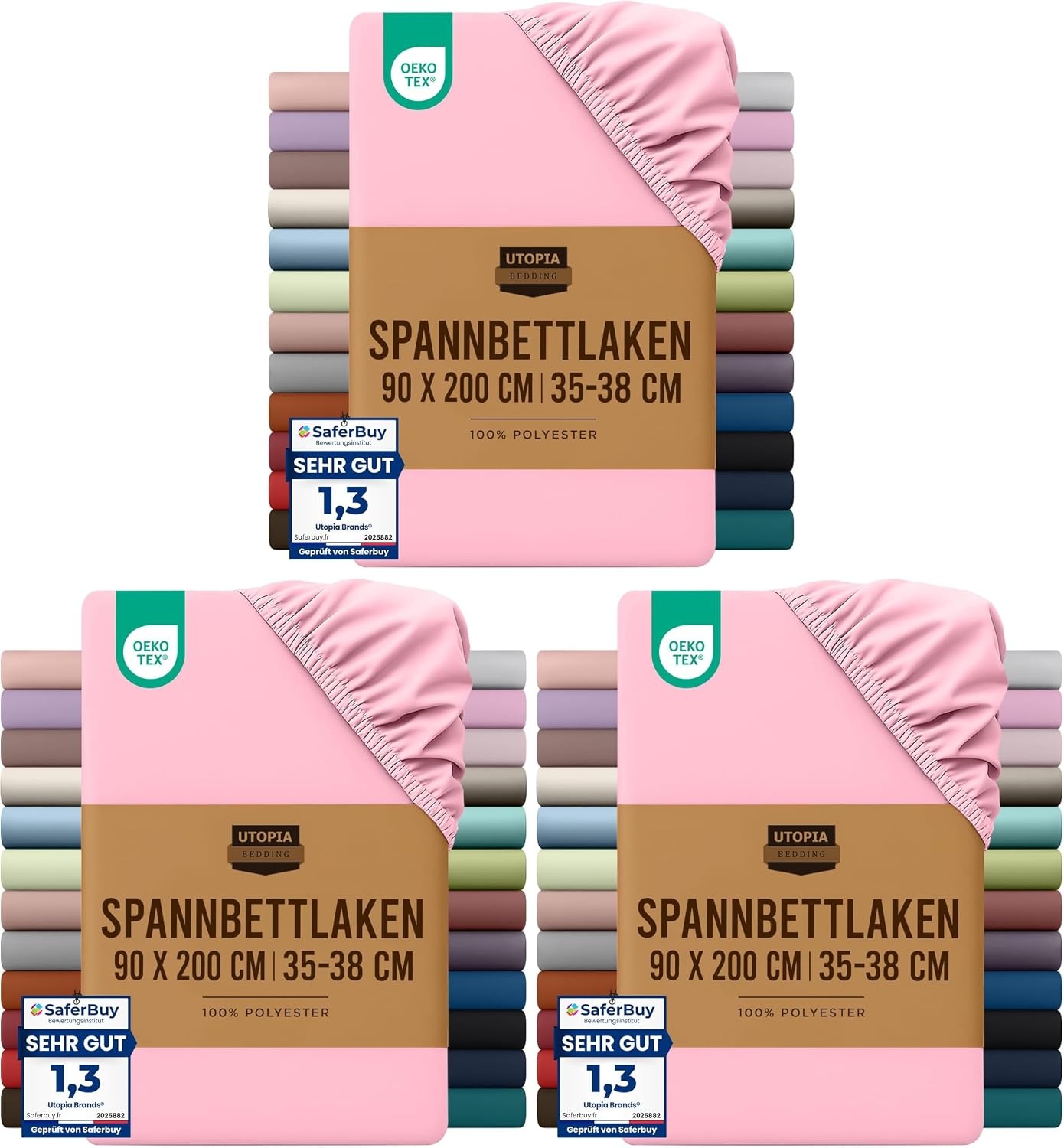 image:imageUtopia Bedding Spannbettlaken 140x200cm BurgunderrotRosa
