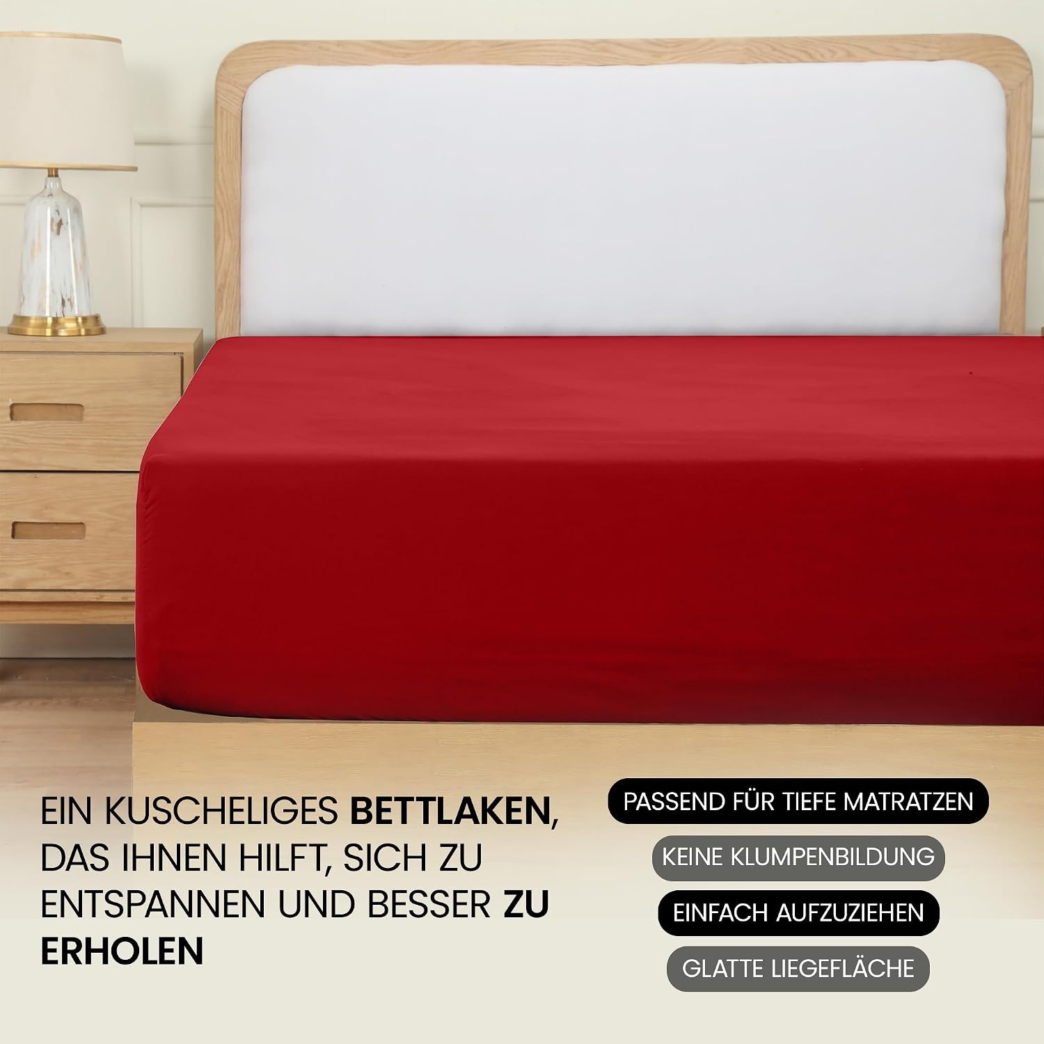 image:imageUtopia Bedding Spannbettlaken 140x200cm BurgunderrotRot