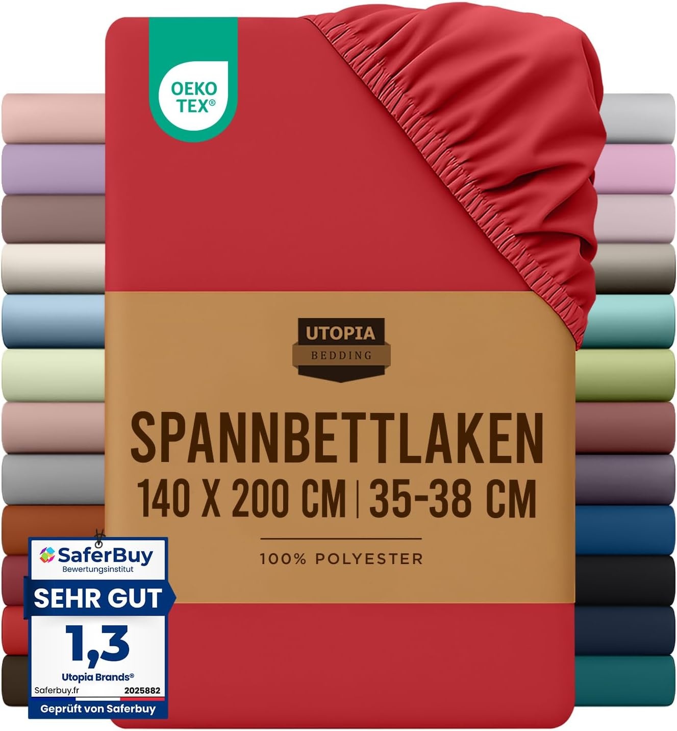 image:imageUtopia Bedding Spannbettlaken 140x200cm BurgunderrotRot