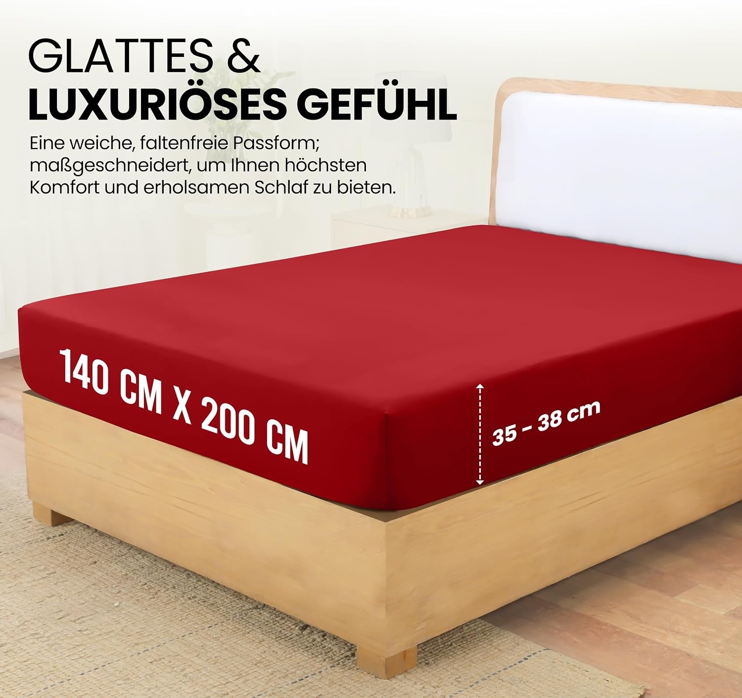 image:imageUtopia Bedding Spannbettlaken 140x200cm BurgunderrotRot
