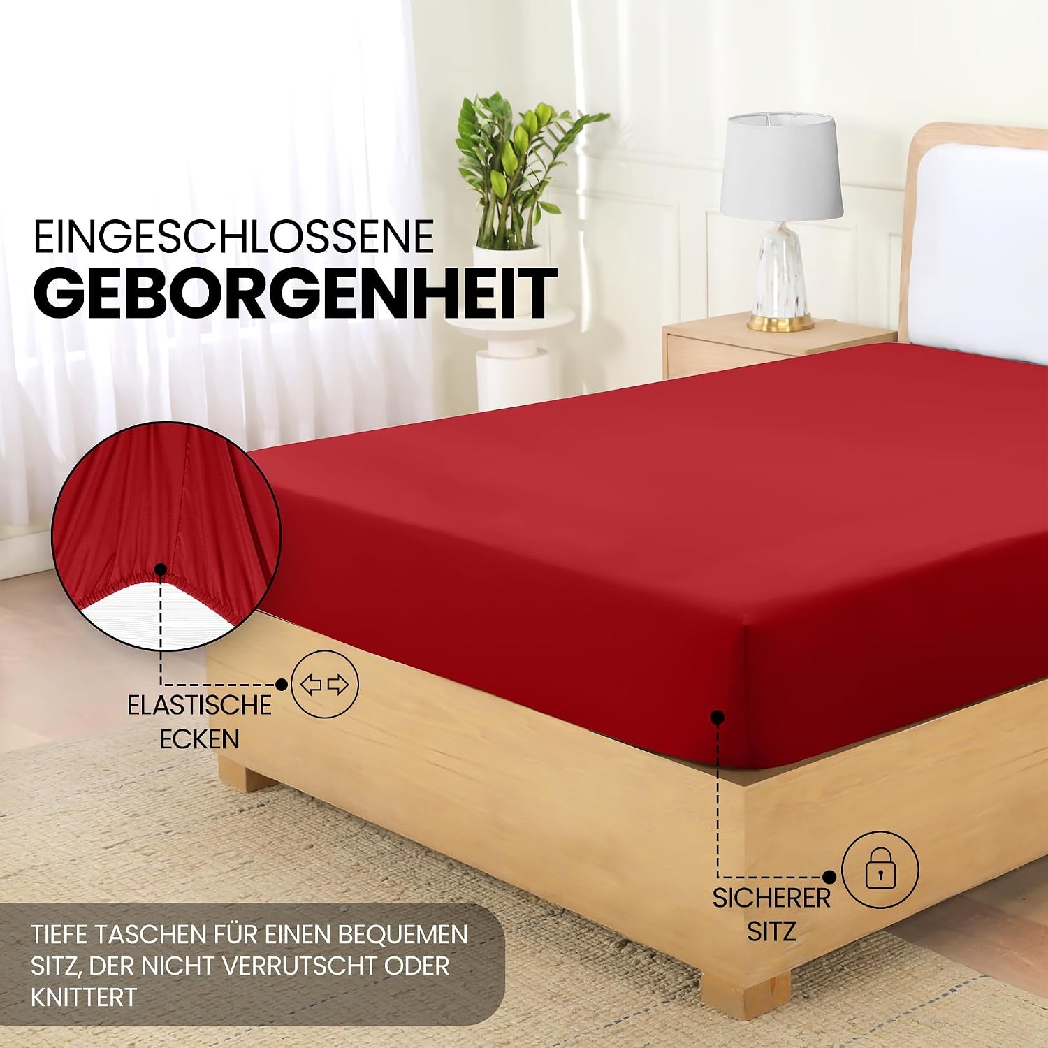 image:imageUtopia Bedding Spannbettlaken 140x200cm BurgunderrotRot
