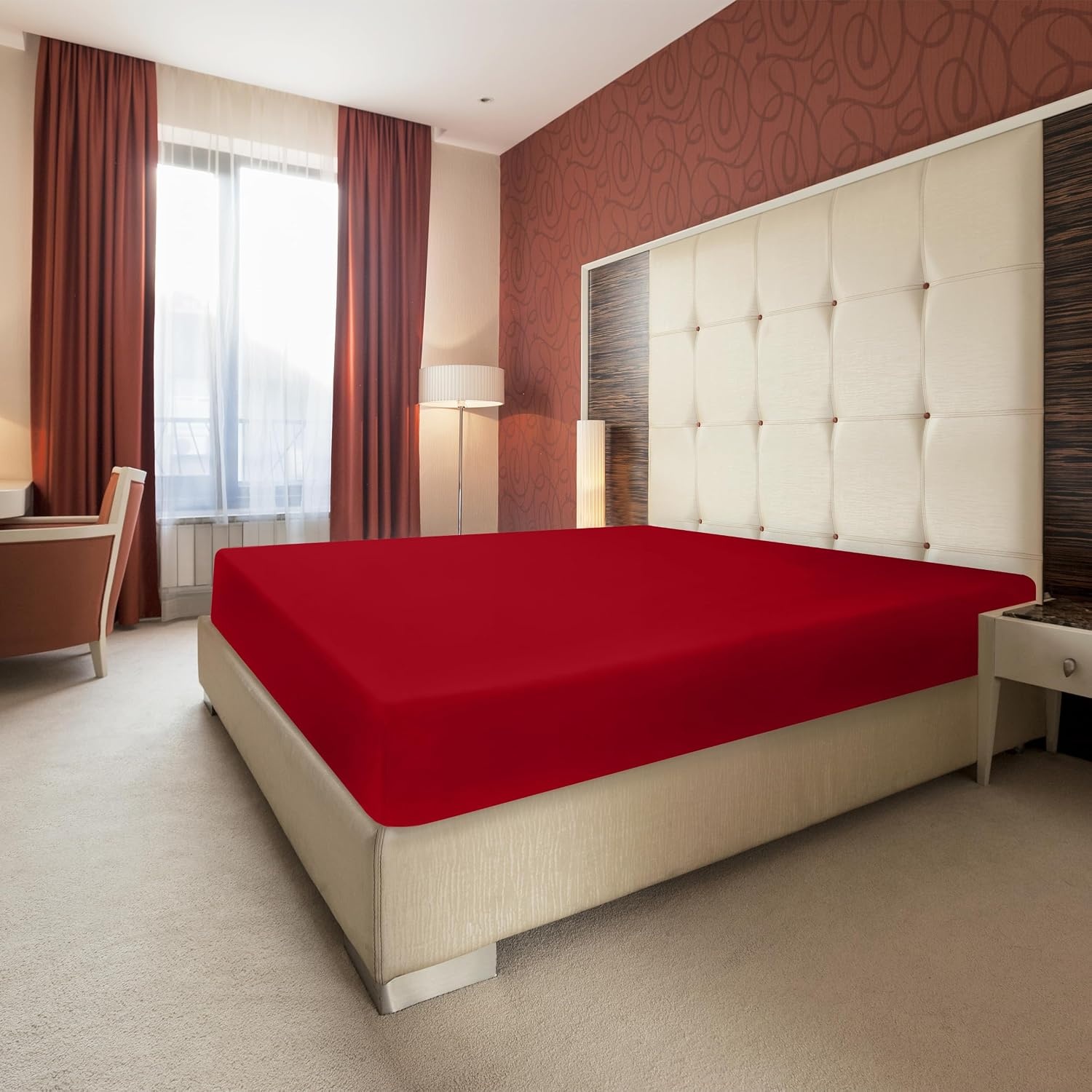 image:imageUtopia Bedding Spannbettlaken 140x200cm BurgunderrotRot