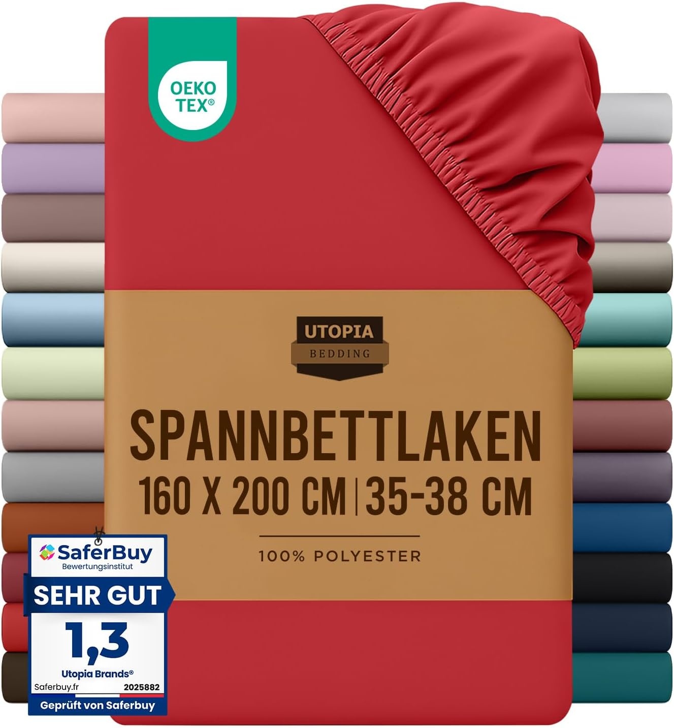 image:imageUtopia Bedding Spannbettlaken 140x200cm BurgunderrotRot