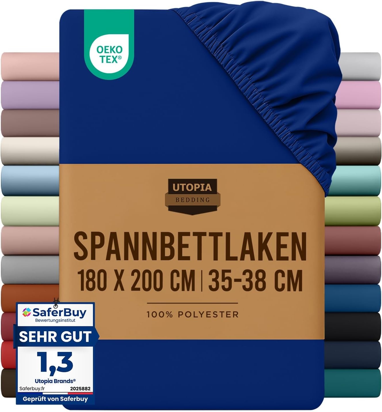 image:imageUtopia Bedding Spannbettlaken 140x200cm BurgunderrotRoyal Blau