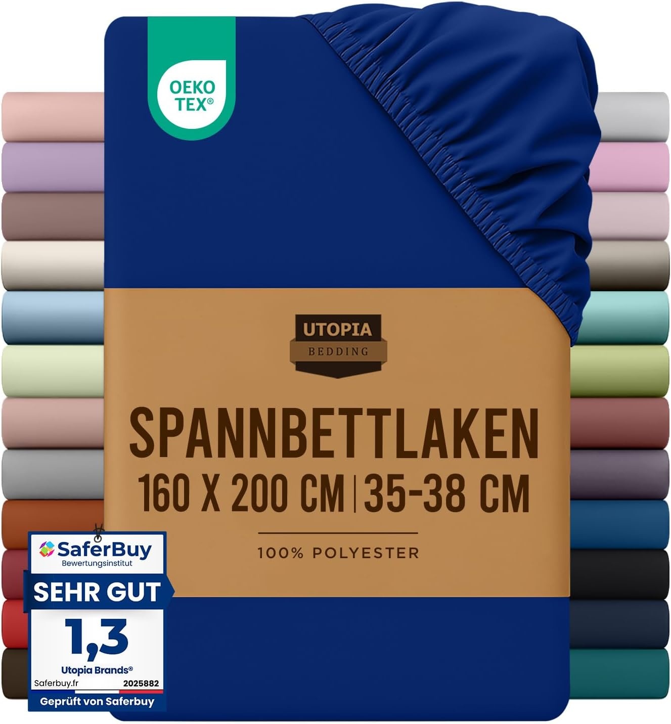 image:imageUtopia Bedding Spannbettlaken 140x200cm BurgunderrotRoyal Blau