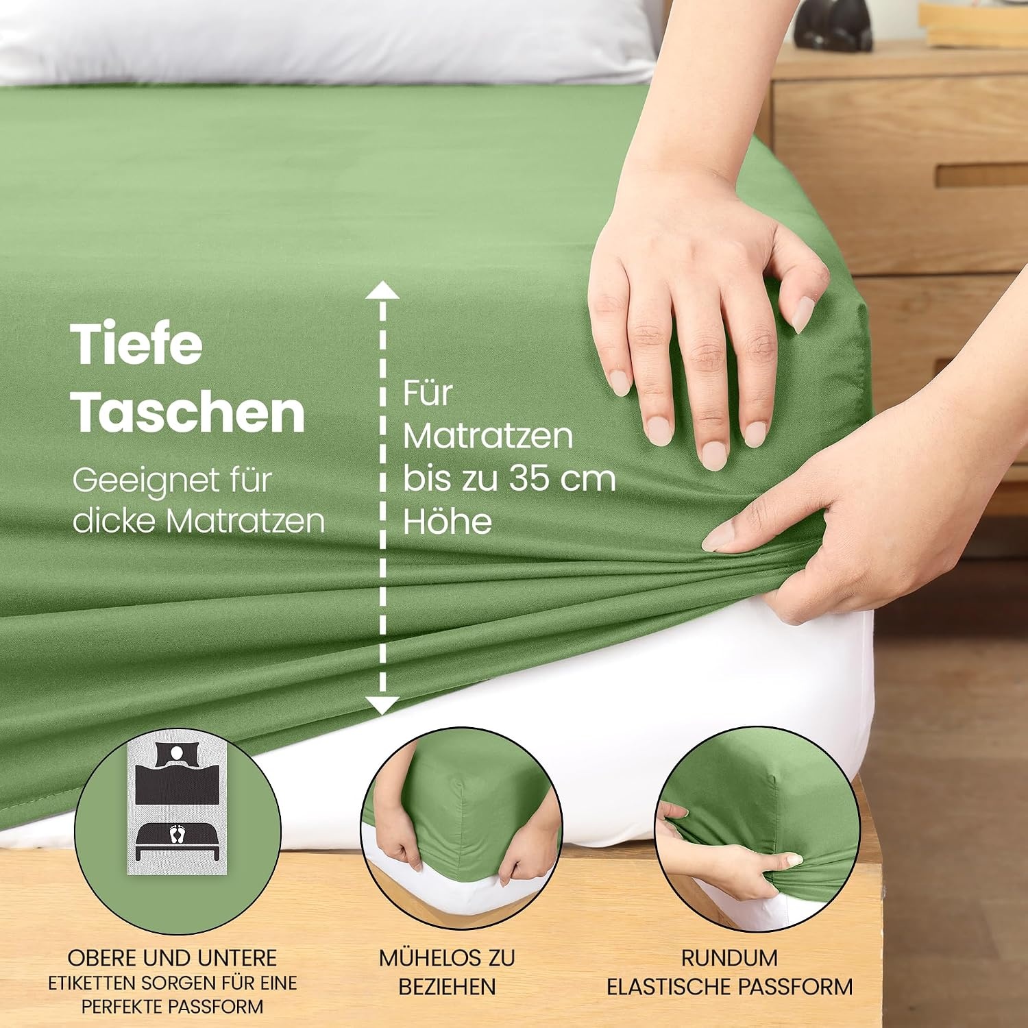 image:imageUtopia Bedding Spannbettlaken 140x200cm BurgunderrotSalbei Grn