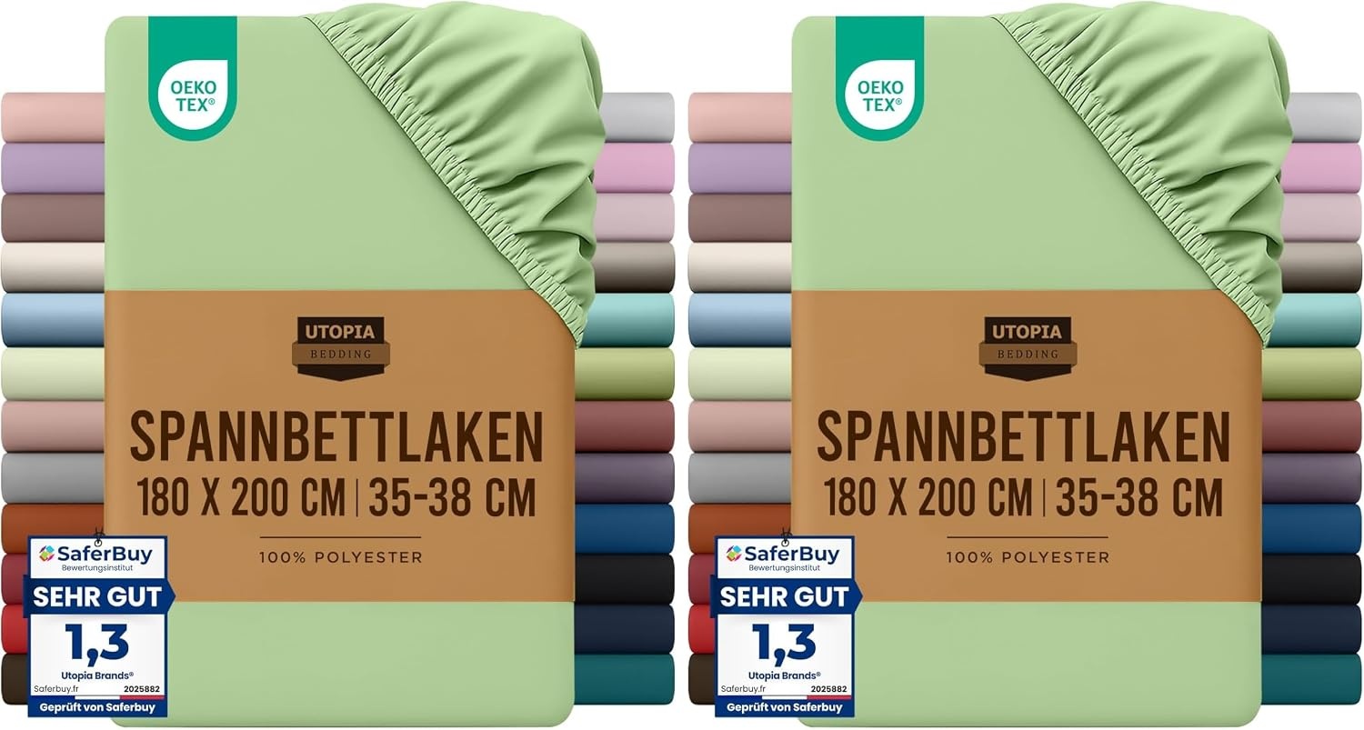 image:imageUtopia Bedding Spannbettlaken 140x200cm BurgunderrotSalbei Grn