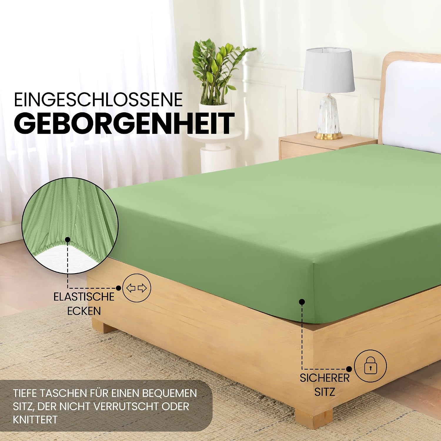 image:imageUtopia Bedding Spannbettlaken 140x200cm BurgunderrotSalbei Grn