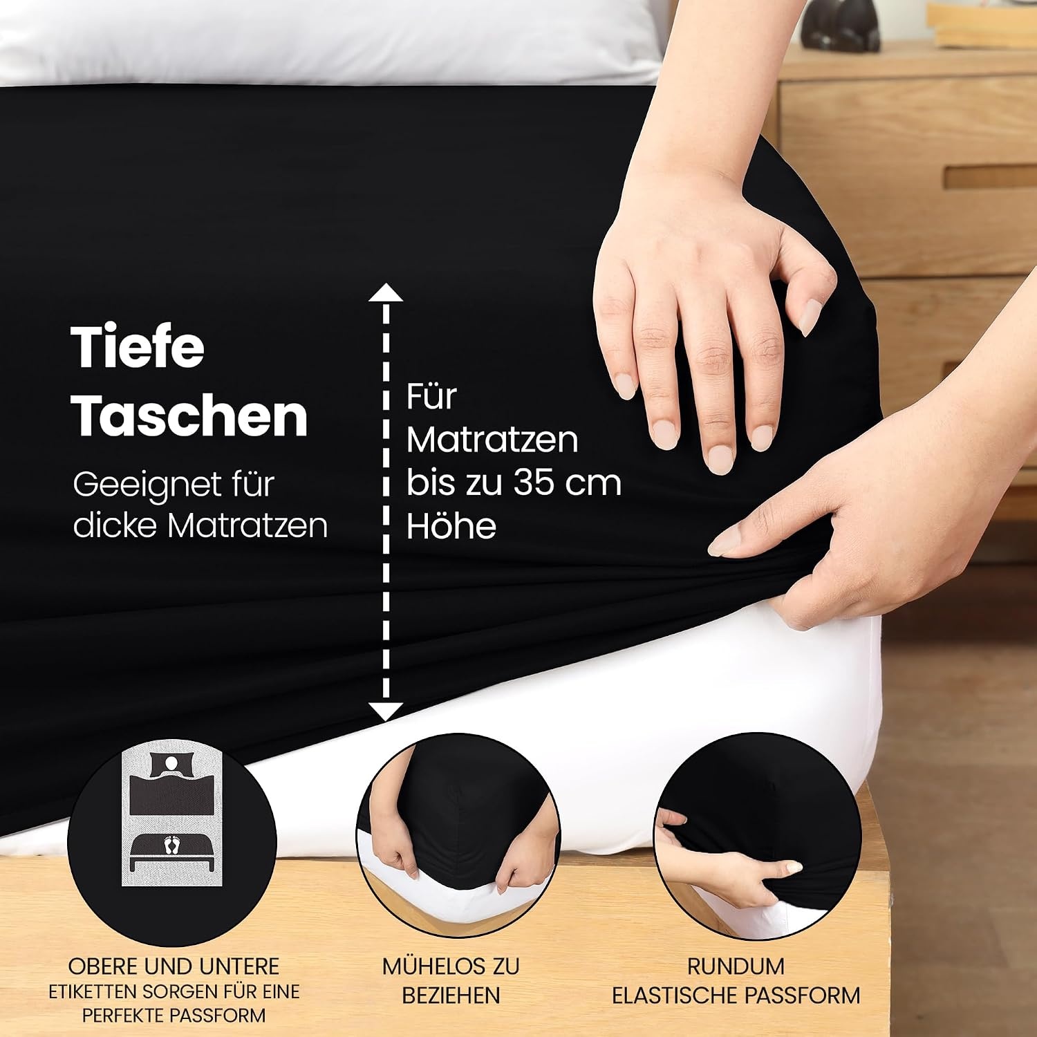 image:imageUtopia Bedding Spannbettlaken 140x200cm BurgunderrotSchwarz