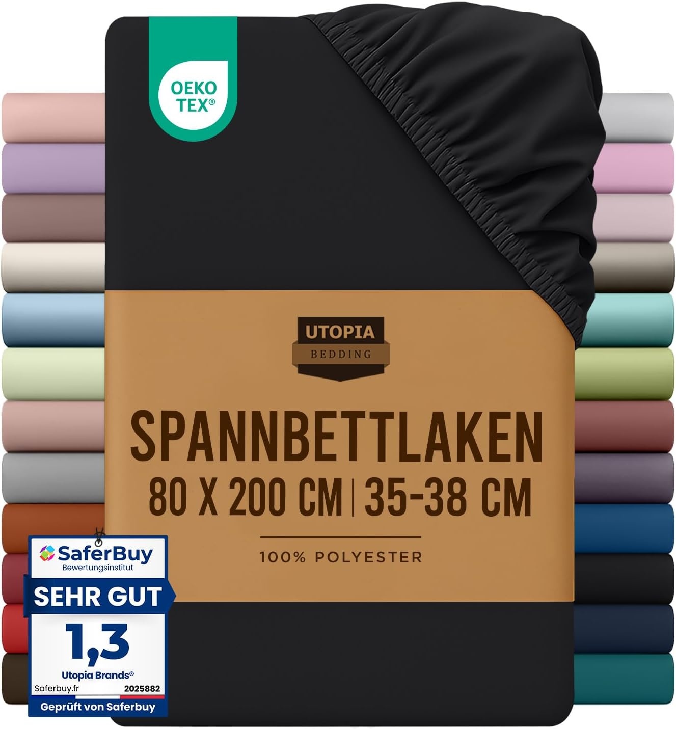 image:imageUtopia Bedding Spannbettlaken 140x200cm BurgunderrotSchwarz
