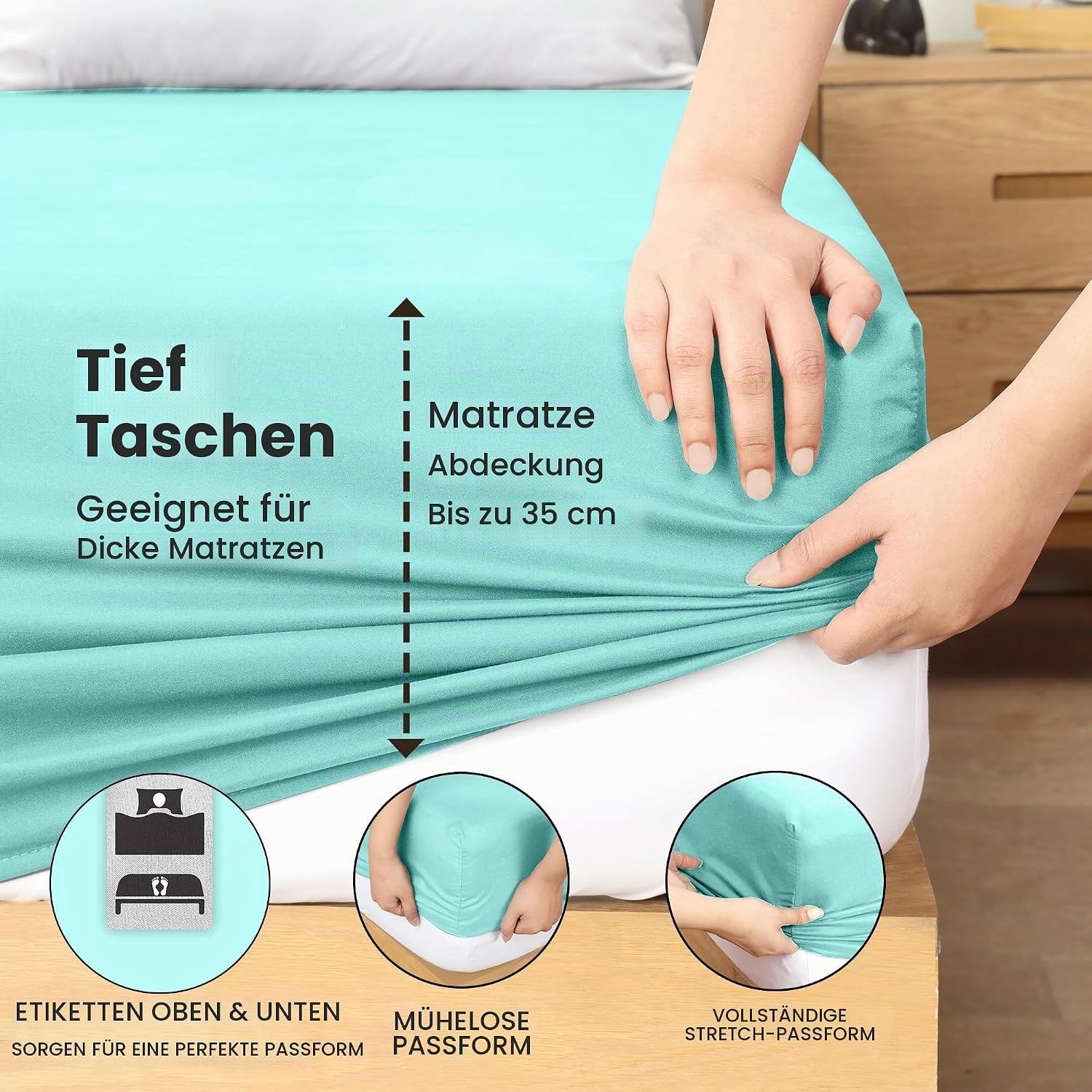 image:imageUtopia Bedding Spannbettlaken 140x200cm BurgunderrotSpa Blau