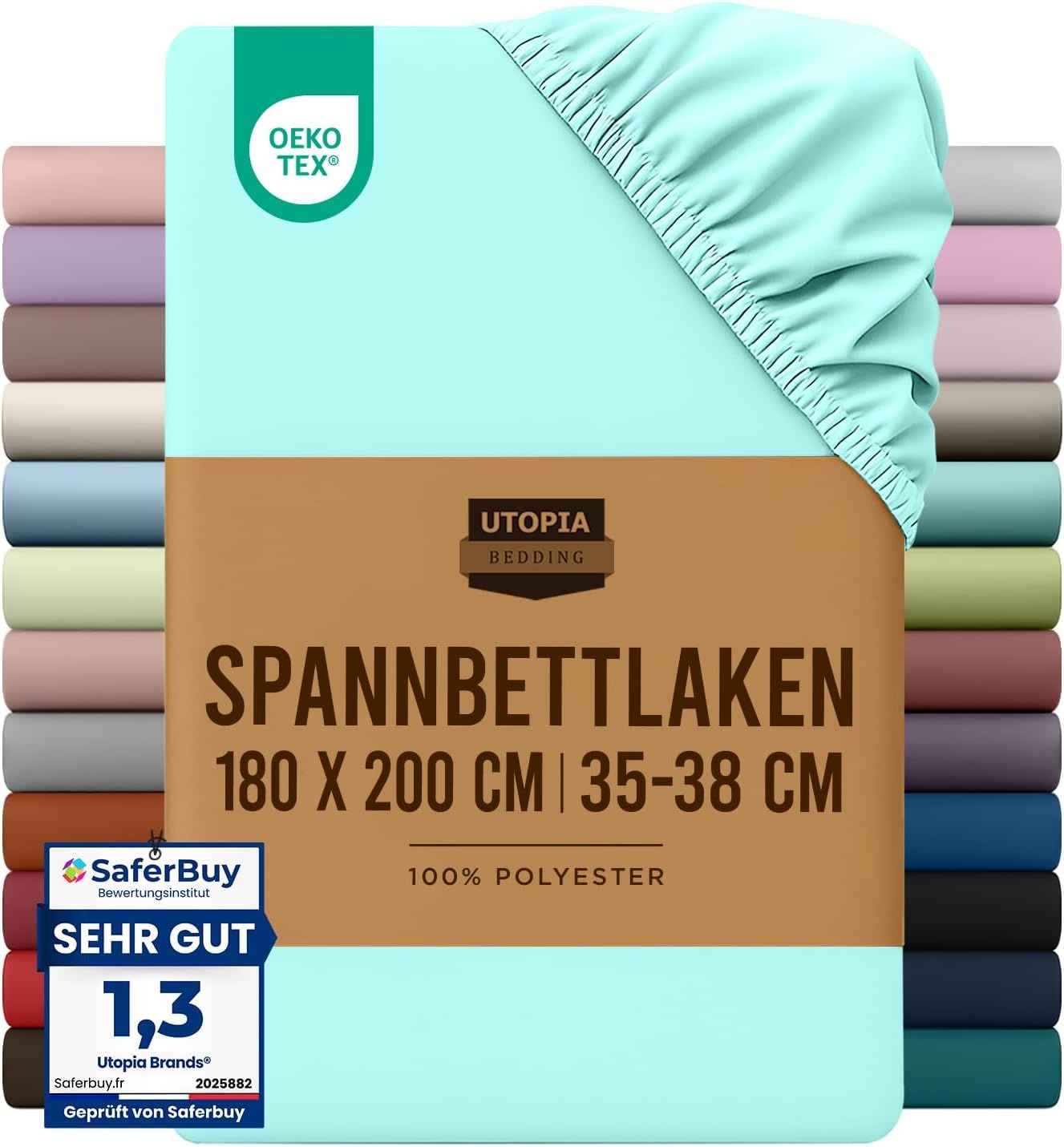 image:imageUtopia Bedding Spannbettlaken 140x200cm BurgunderrotSpa Blau
