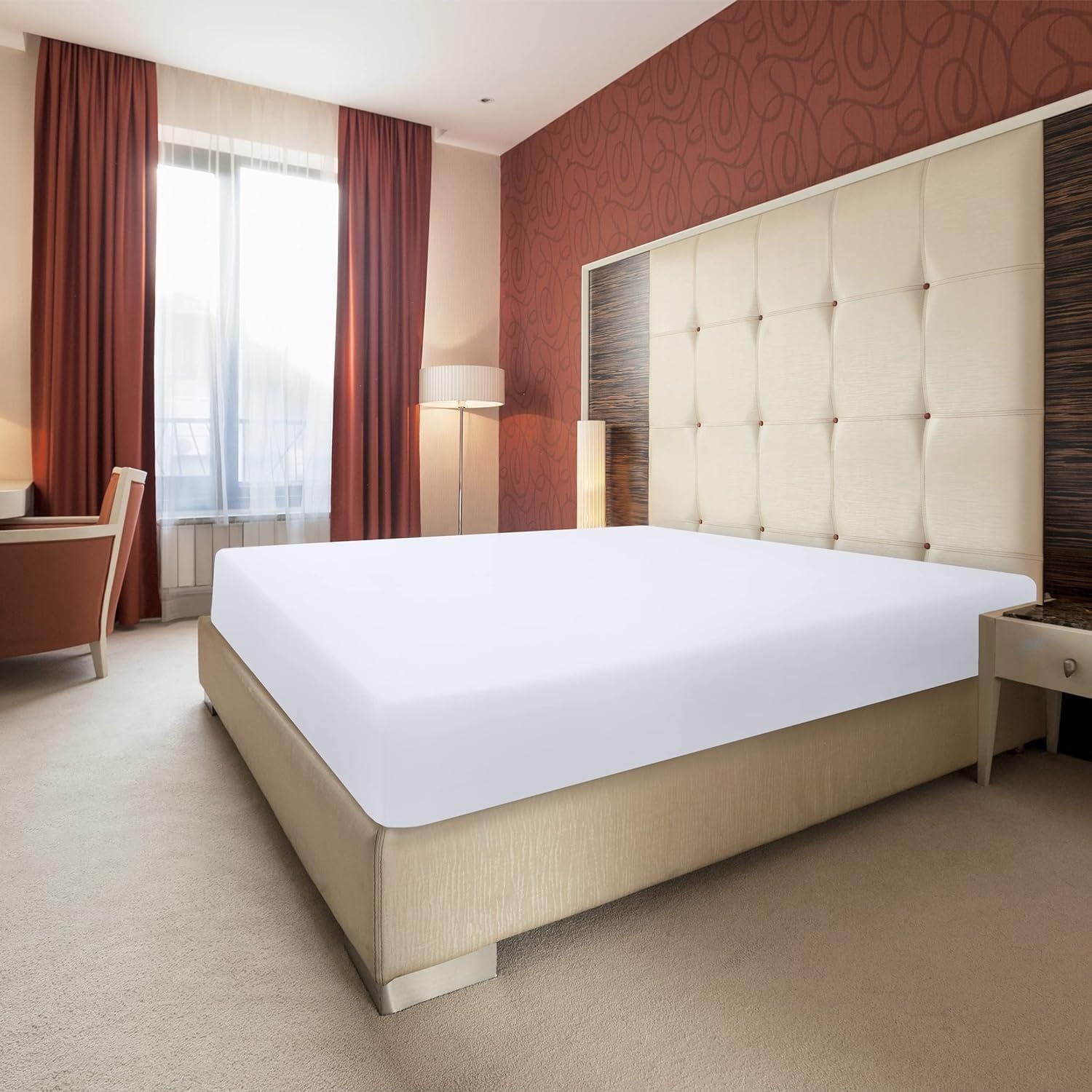 image:imageUtopia Bedding Spannbettlaken 140x200cm BurgunderrotWei