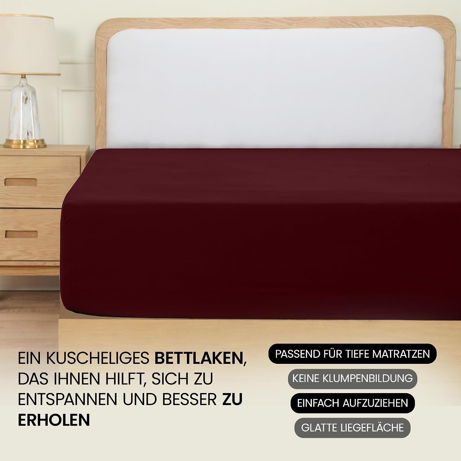 image:imageUtopia Bedding Spannbettlaken 150x200cm Burgunderrot