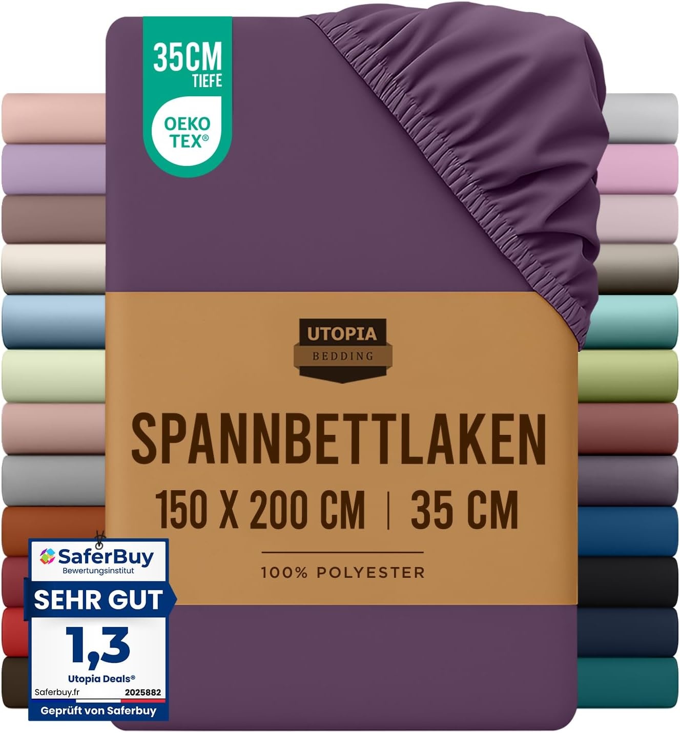 image:imageUtopia Bedding Spannbettlaken 150x200cm Spa BlauLila