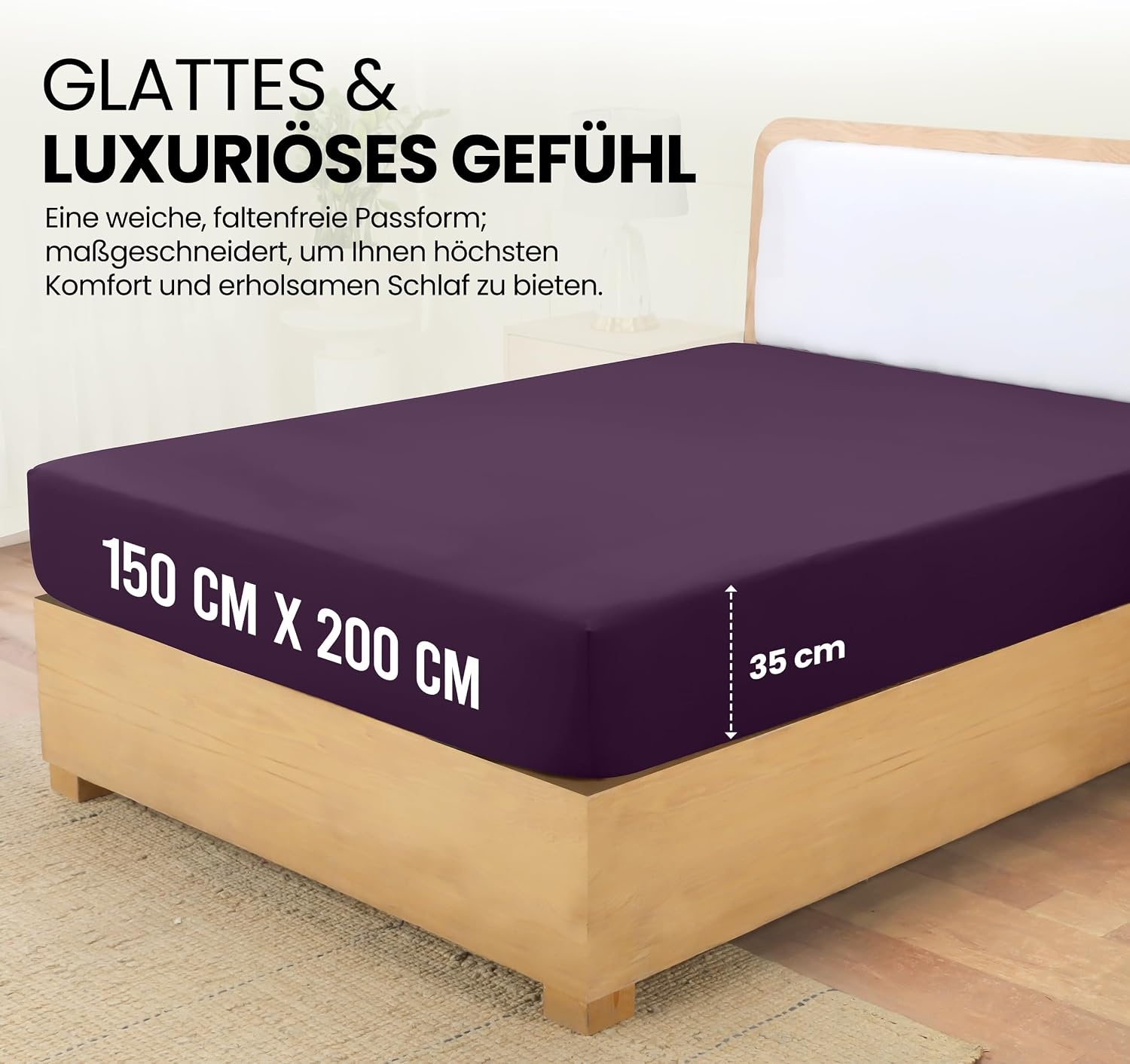 image:imageUtopia Bedding Spannbettlaken 150x200cm Spa BlauLila