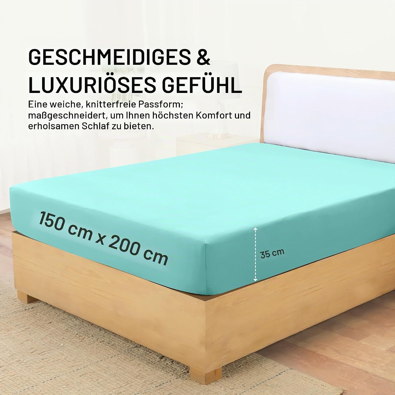 image:imageUtopia Bedding Spannbettlaken 150x200cm Spa BlauSpa Blau