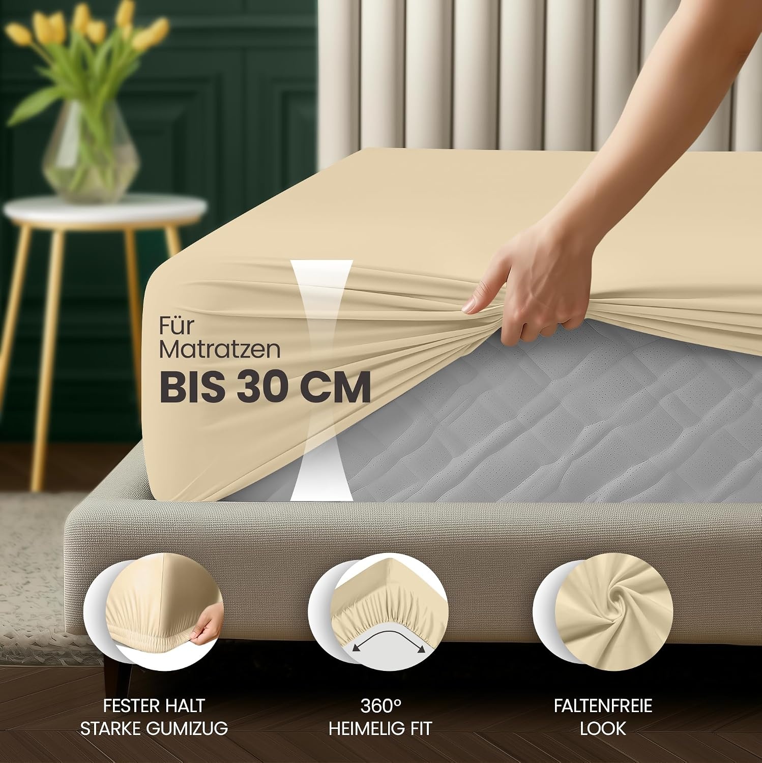 image:imageUtopia Bedding Spannbettlaken 90x200cm Bis 30 cm BeigeBeige