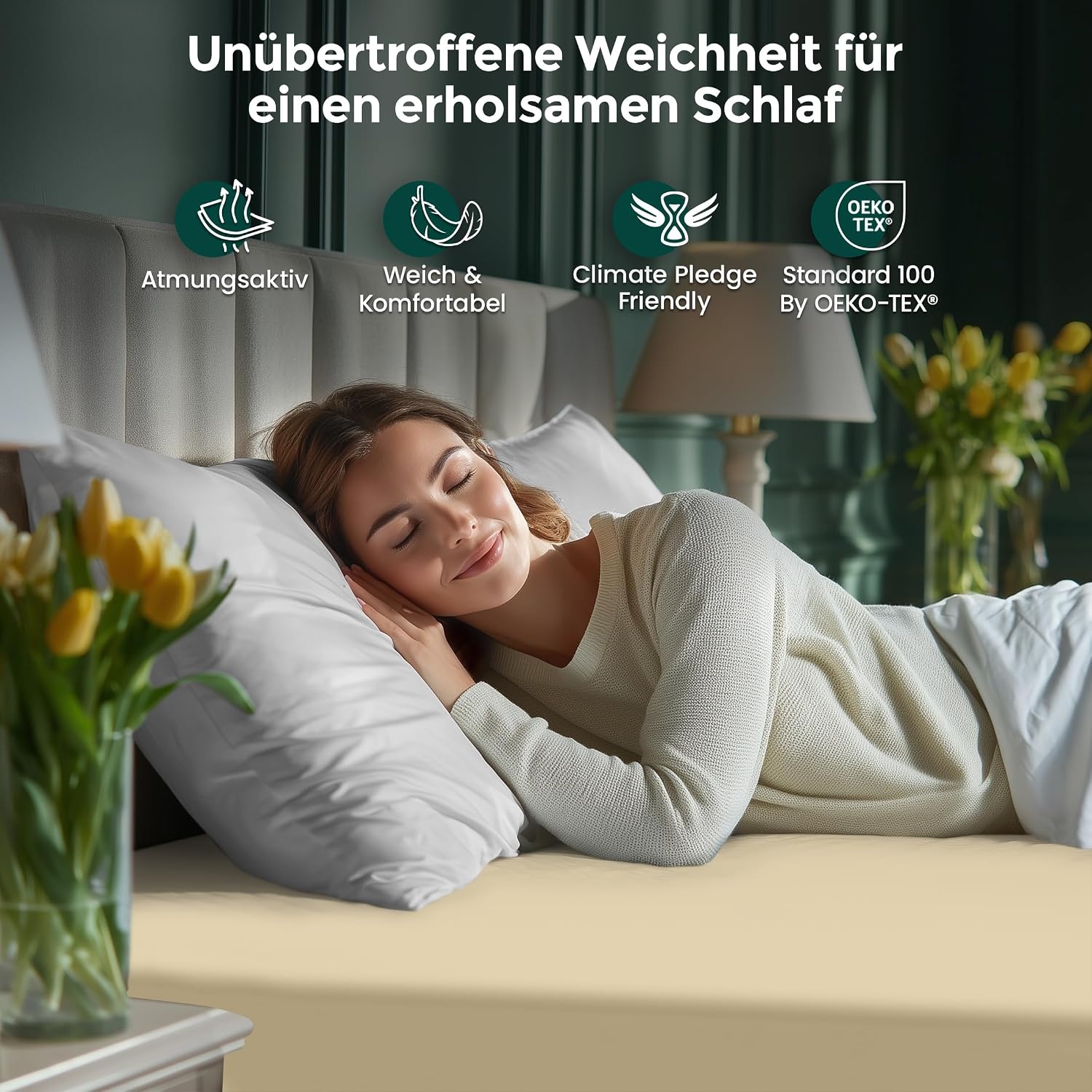 image:imageUtopia Bedding Spannbettlaken 90x200cm Bis 30 cm BeigeBeige