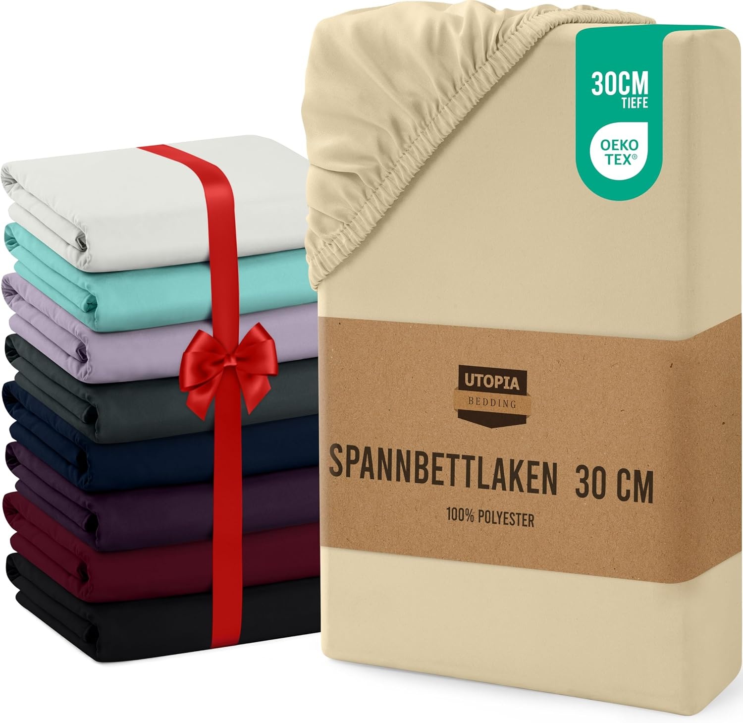 image:imageUtopia Bedding Spannbettlaken 90x200cm Bis 30 cm BeigeBeige