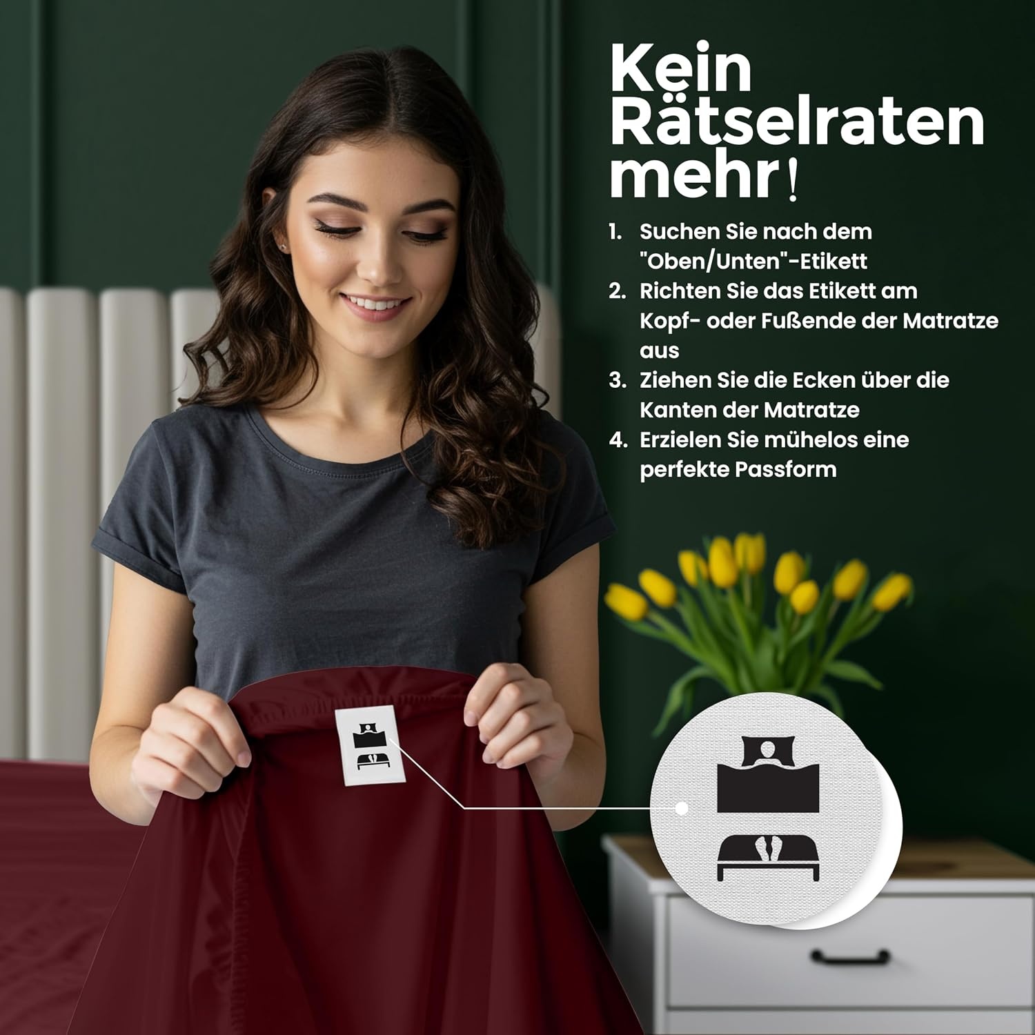 image:imageUtopia Bedding Spannbettlaken 90x200cm Bis 30 cm BeigeBurgunderrot