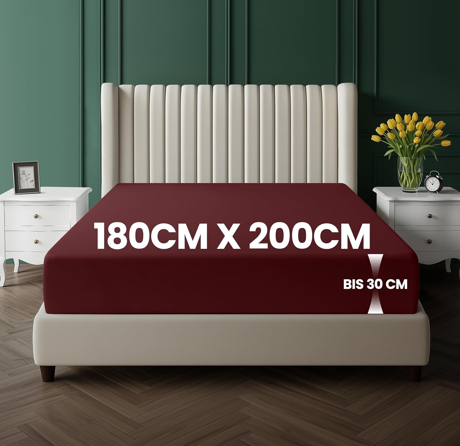 image:imageUtopia Bedding Spannbettlaken 90x200cm Bis 30 cm BeigeBurgunderrot