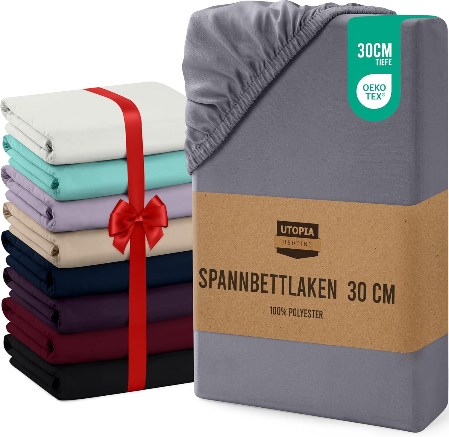 image:imageUtopia Bedding Spannbettlaken 90x200cm Bis 30 cm BeigeGrau