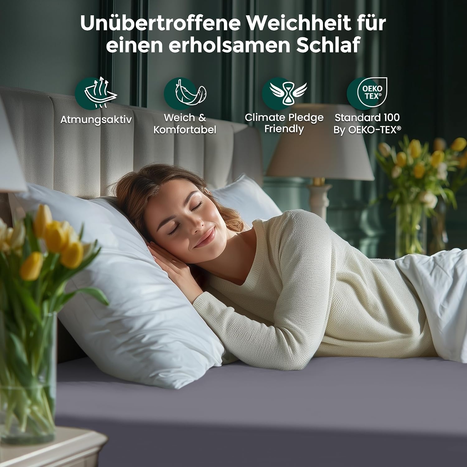 image:imageUtopia Bedding Spannbettlaken 90x200cm Bis 30 cm BeigeGrau