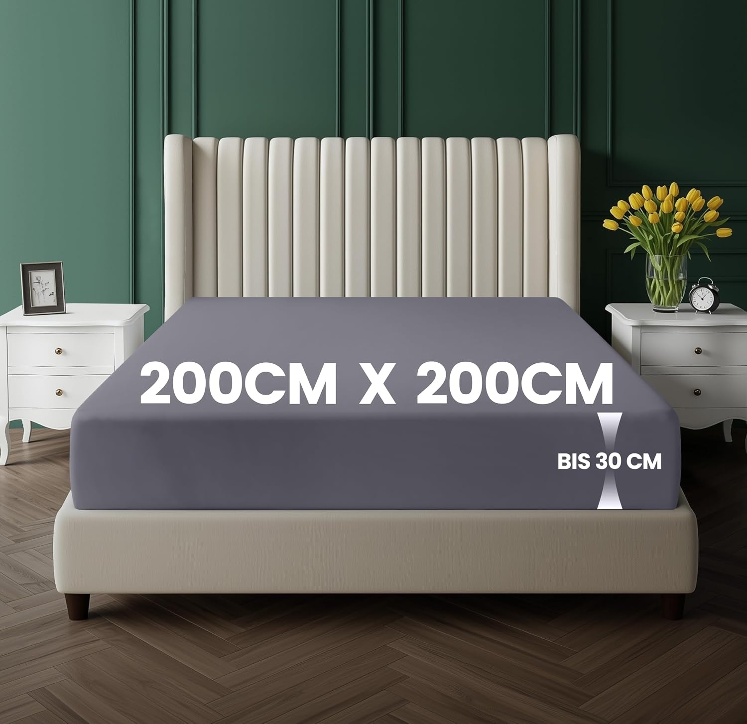 image:imageUtopia Bedding Spannbettlaken 90x200cm Bis 30 cm BeigeGrau